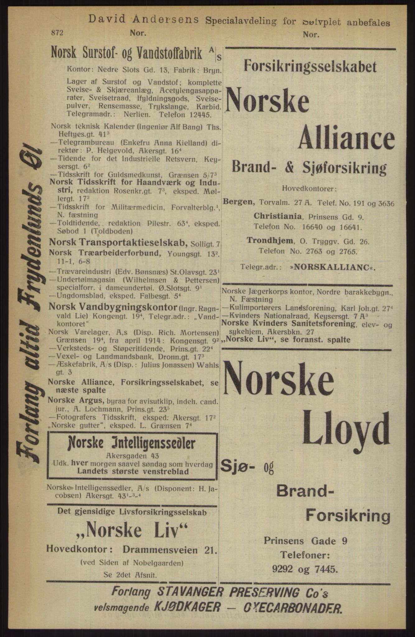 Kristiania/Oslo adressebok, PUBL/-, 1914, p. 872