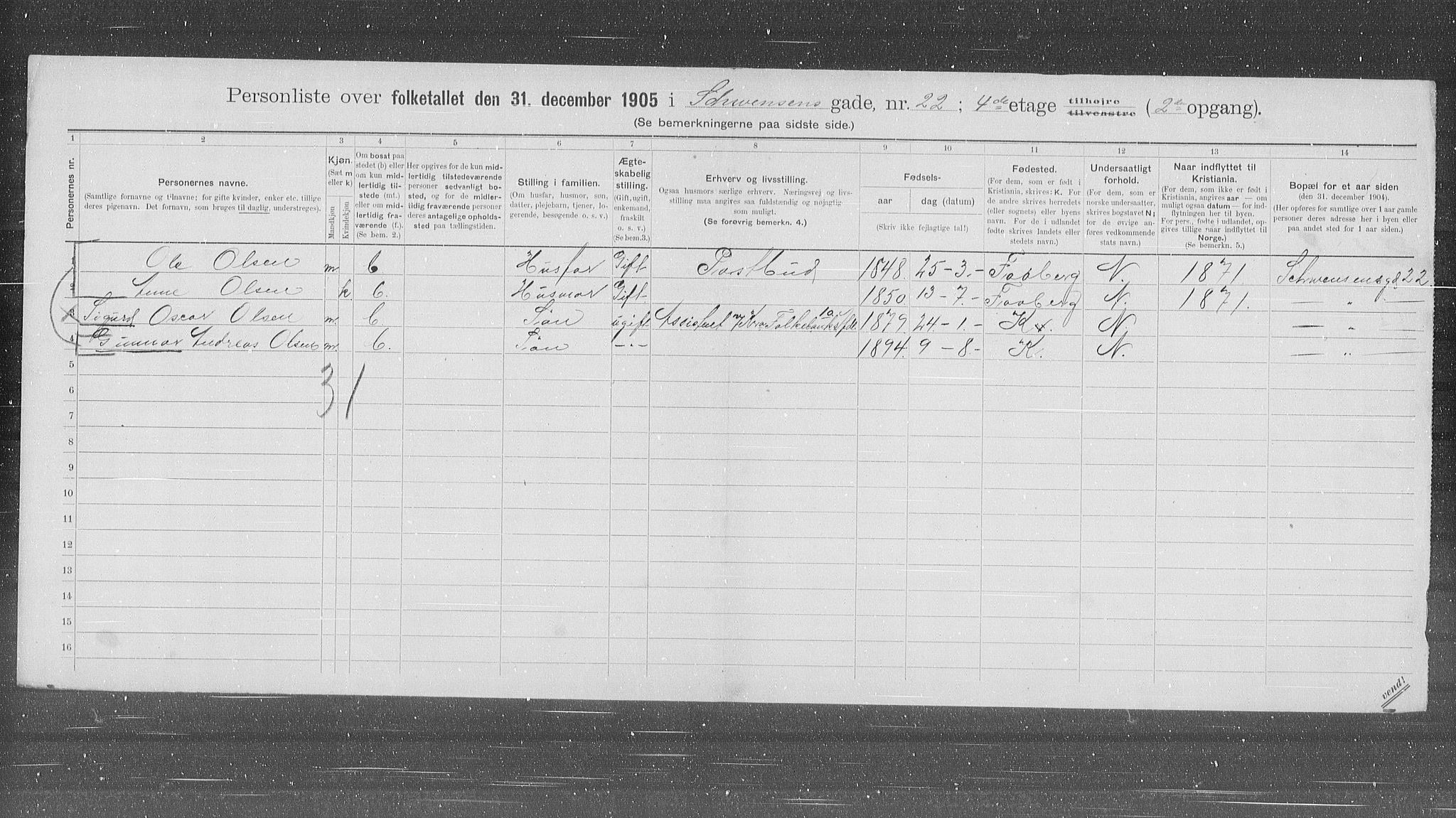 OBA, Municipal Census 1905 for Kristiania, 1905, p. 47889