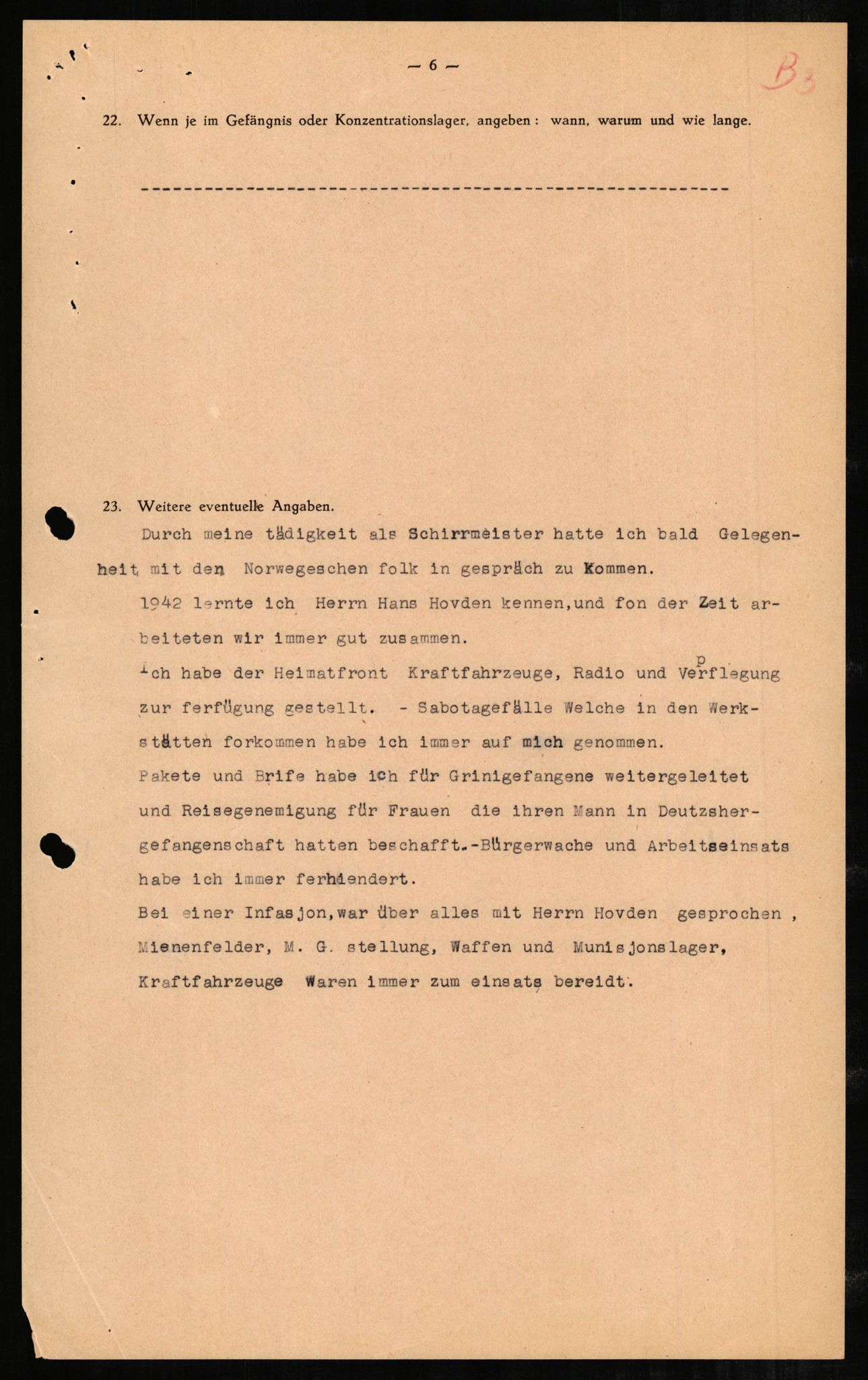 Forsvaret, Forsvarets overkommando II, RA/RAFA-3915/D/Db/L0002: CI Questionaires. Tyske okkupasjonsstyrker i Norge. Tyskere., 1945-1946, p. 606