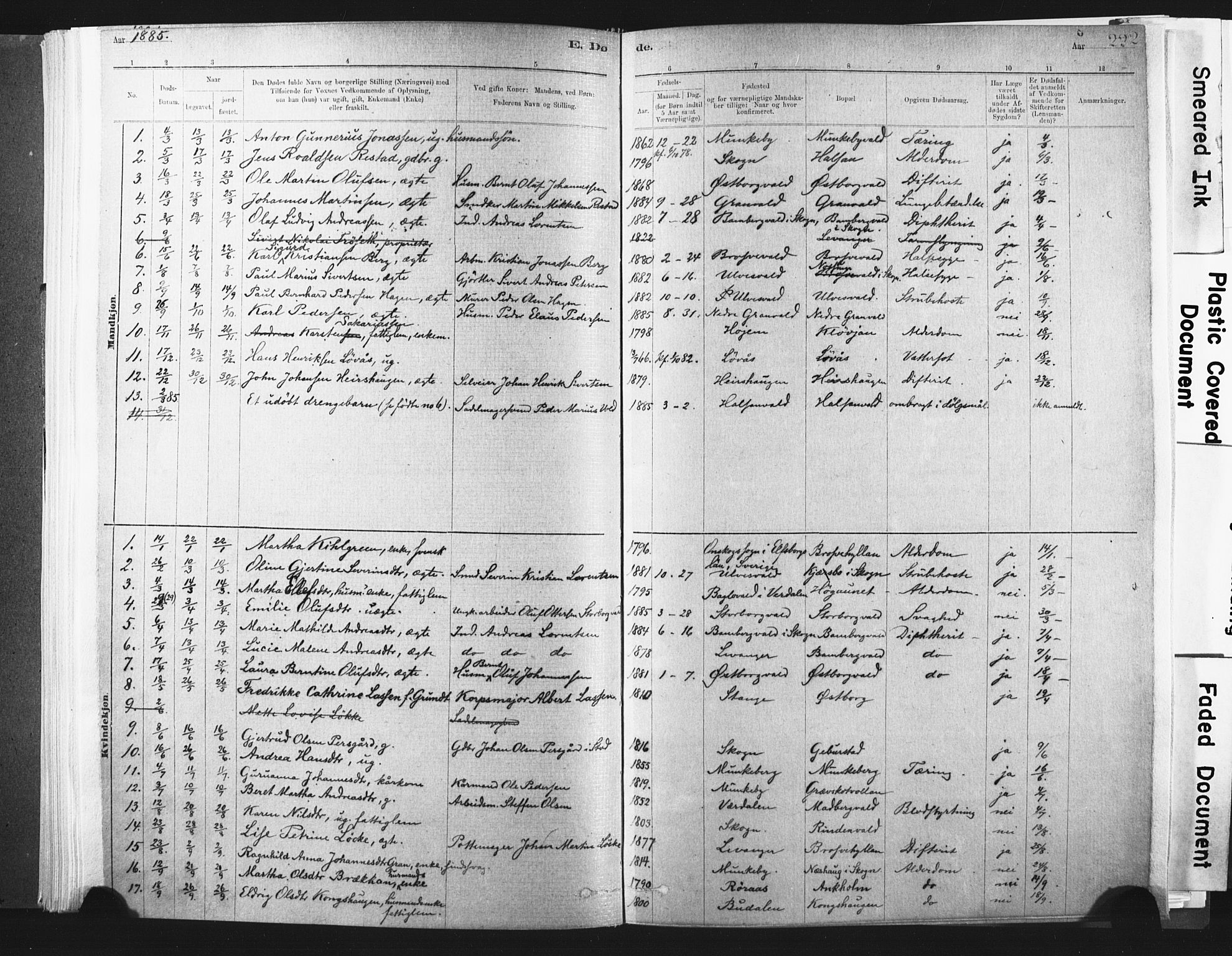 Ministerialprotokoller, klokkerbøker og fødselsregistre - Nord-Trøndelag, SAT/A-1458/721/L0207: Parish register (official) no. 721A02, 1880-1911, p. 222
