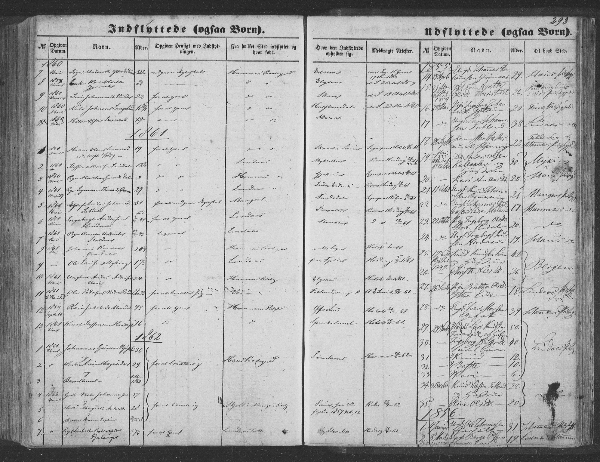 Hosanger sokneprestembete, AV/SAB-A-75801/H/Haa: Parish register (official) no. A 8, 1849-1863, p. 293