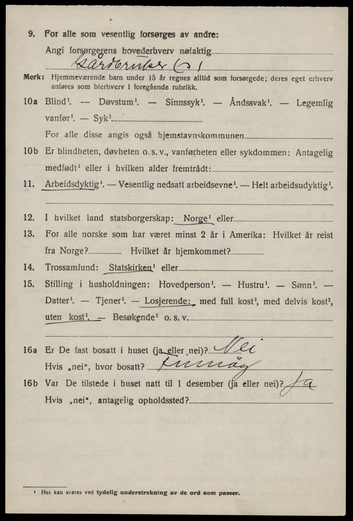 SAST, 1920 census for Nedstrand, 1920, p. 2264