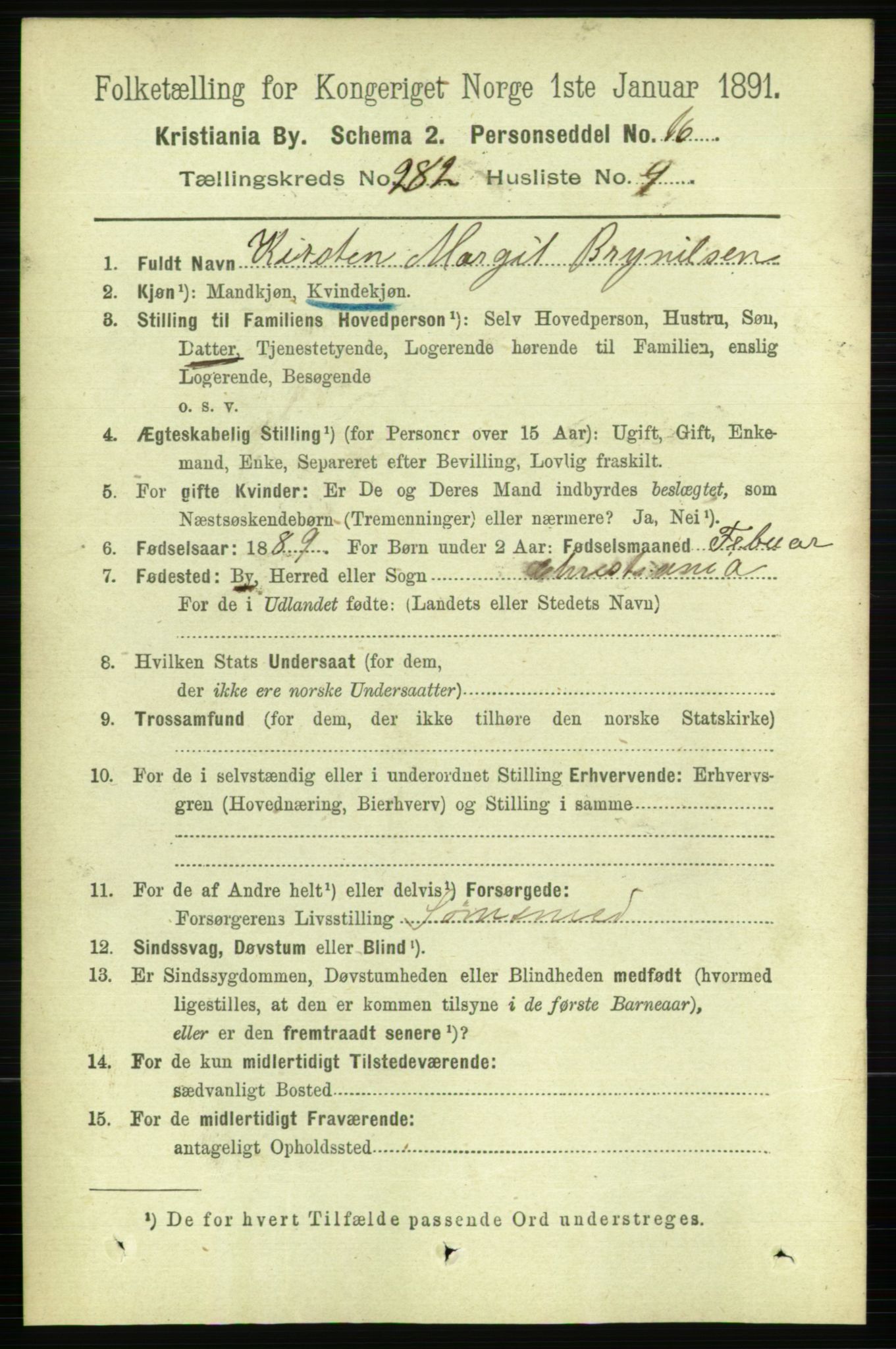 RA, 1891 census for 0301 Kristiania, 1891, p. 171860