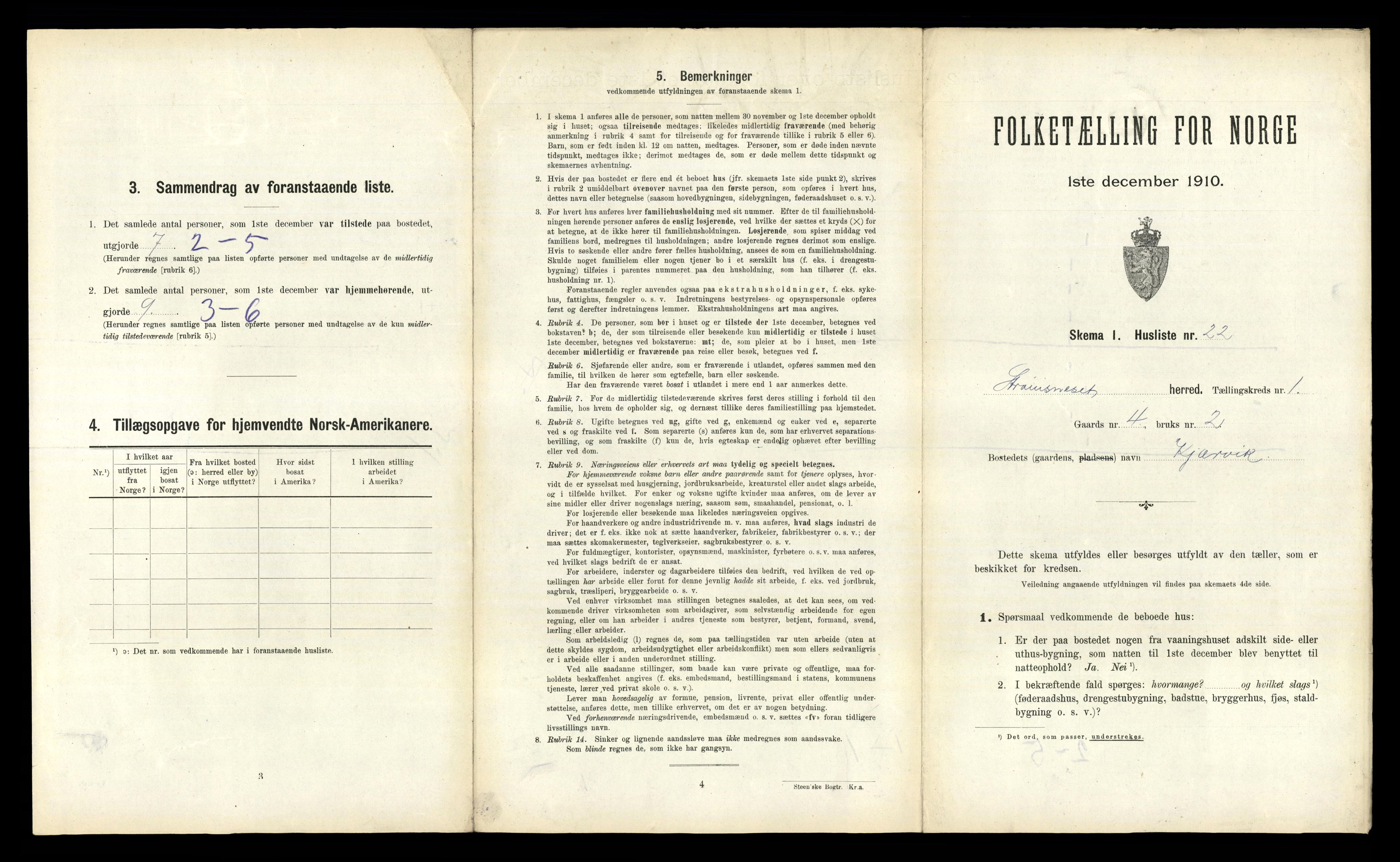 RA, 1910 census for Straumsnes, 1910, p. 71