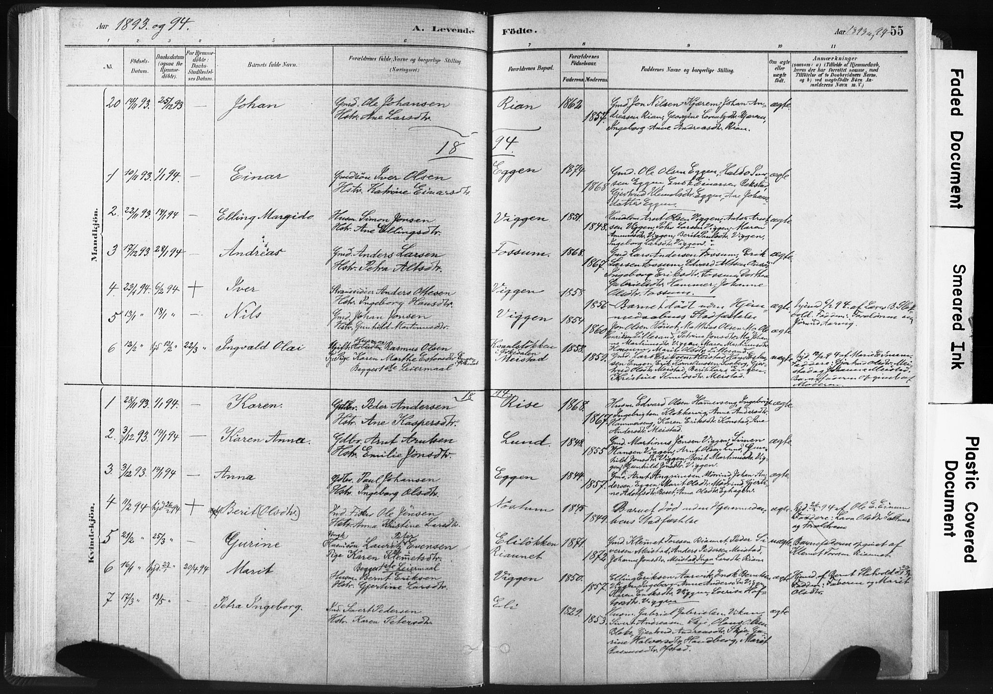 Ministerialprotokoller, klokkerbøker og fødselsregistre - Sør-Trøndelag, SAT/A-1456/665/L0773: Parish register (official) no. 665A08, 1879-1905, p. 55