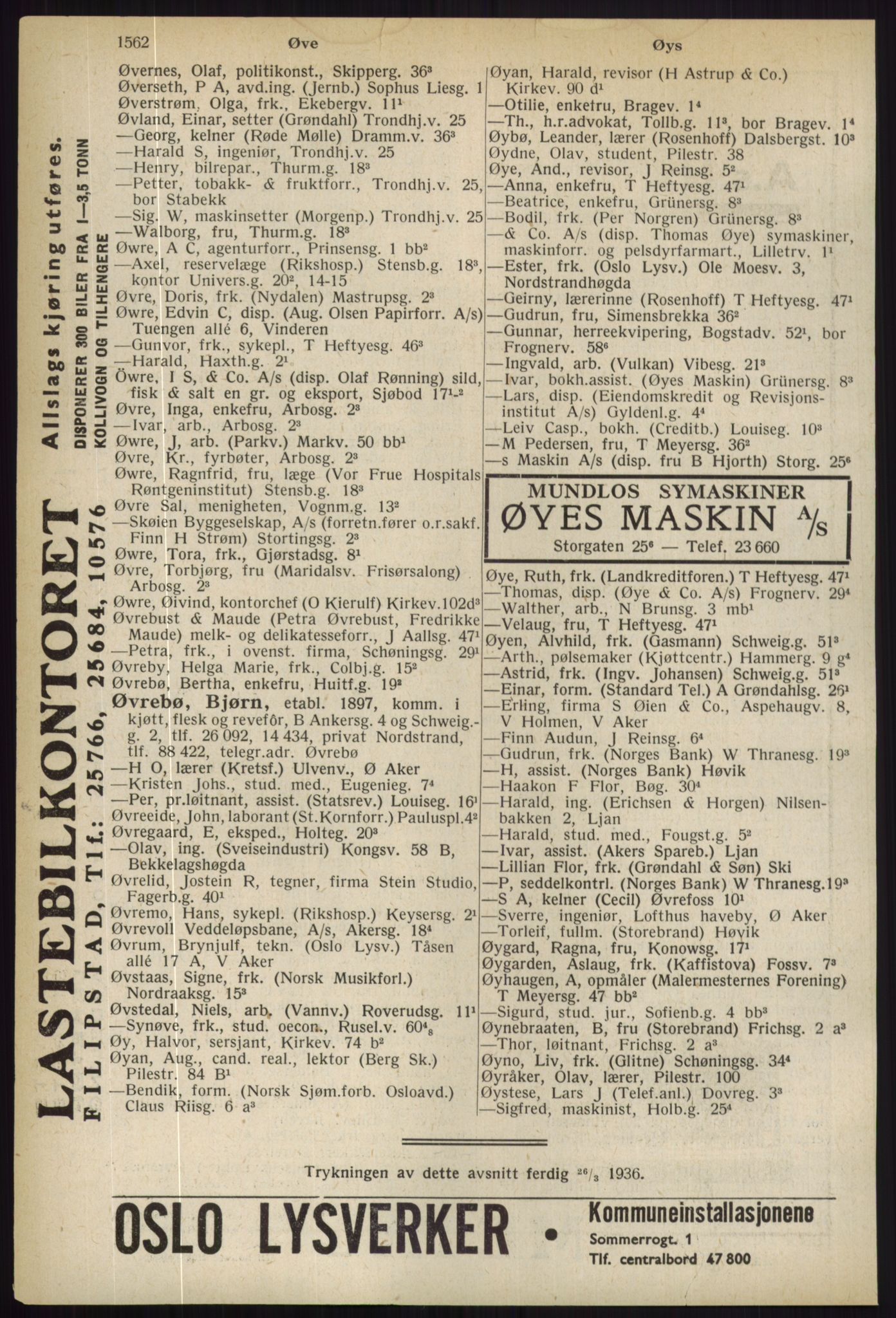 Kristiania/Oslo adressebok, PUBL/-, 1936, p. 1562