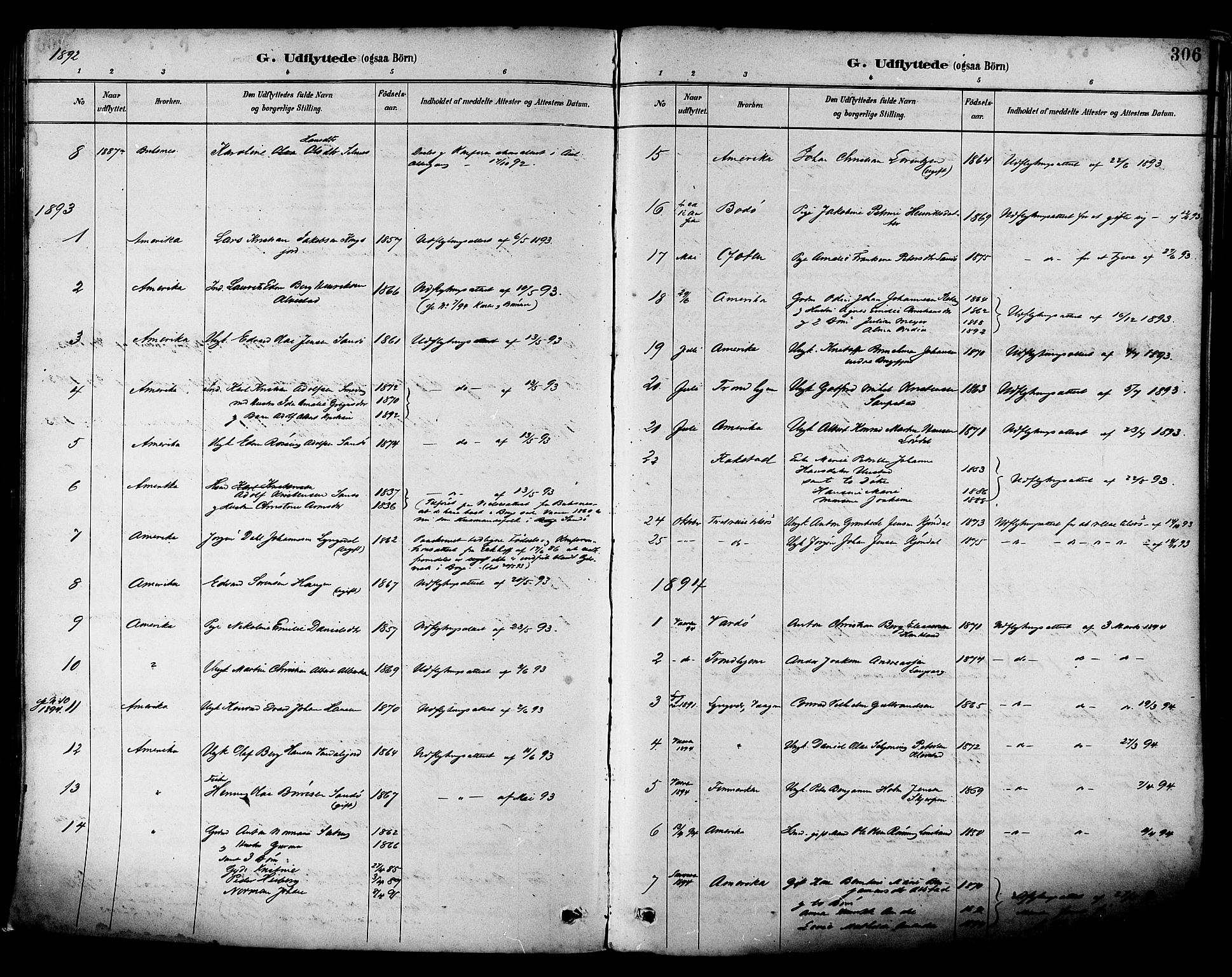 Ministerialprotokoller, klokkerbøker og fødselsregistre - Nordland, SAT/A-1459/880/L1133: Parish register (official) no. 880A07, 1888-1898, p. 306