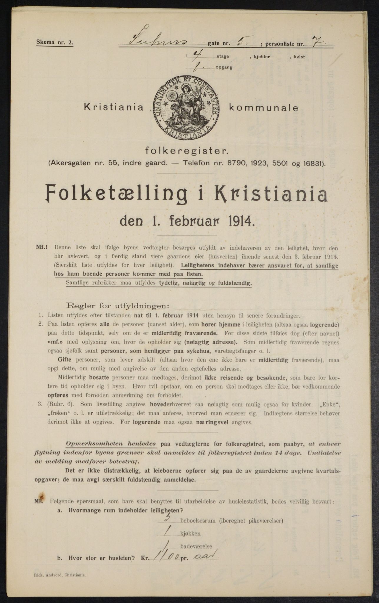 OBA, Municipal Census 1914 for Kristiania, 1914, p. 105295