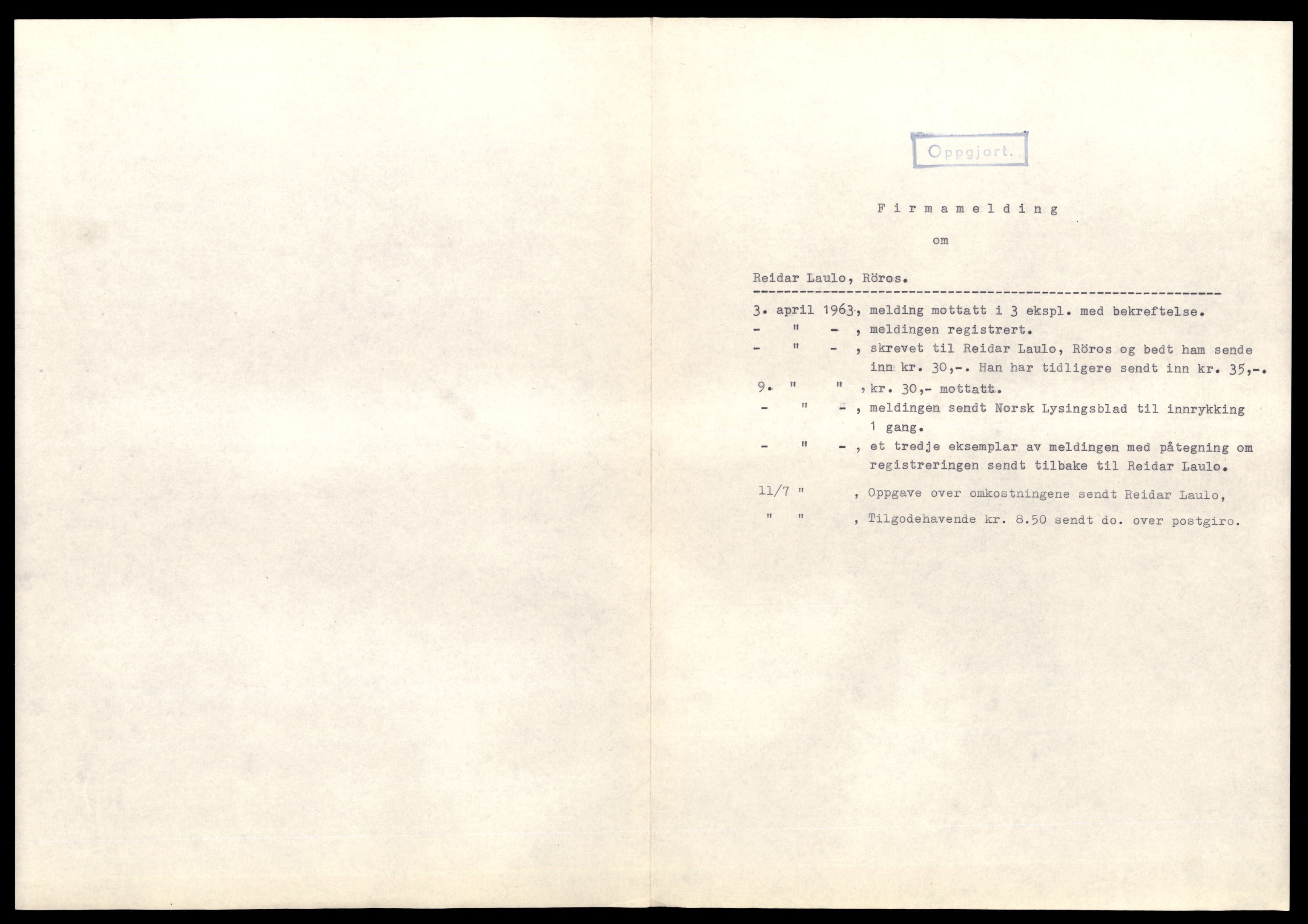 Gauldal sorenskriveri, AV/SAT-A-0014/2/J/Jd/Jdc/L0002: Bilag, enkeltmannsforetak, L-Å, 1944-1990, p. 7