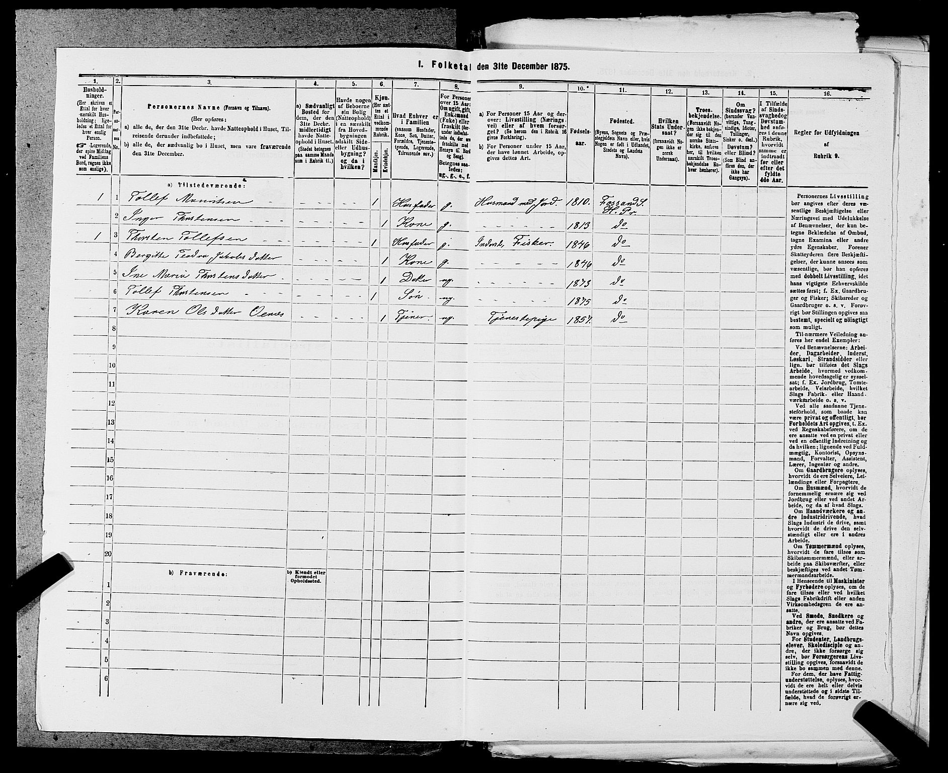 SAST, 1875 census for 1128P Høgsfjord, 1875, p. 418