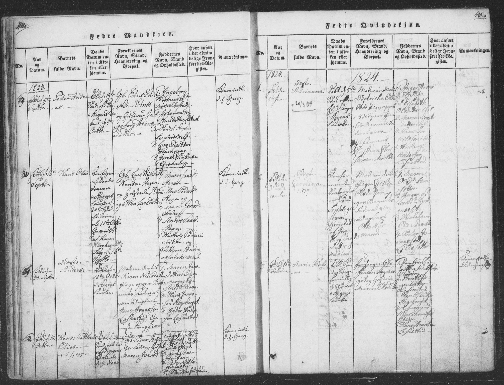 Ministerialprotokoller, klokkerbøker og fødselsregistre - Nordland, AV/SAT-A-1459/855/L0798: Parish register (official) no. 855A06, 1821-1835, p. 44-45