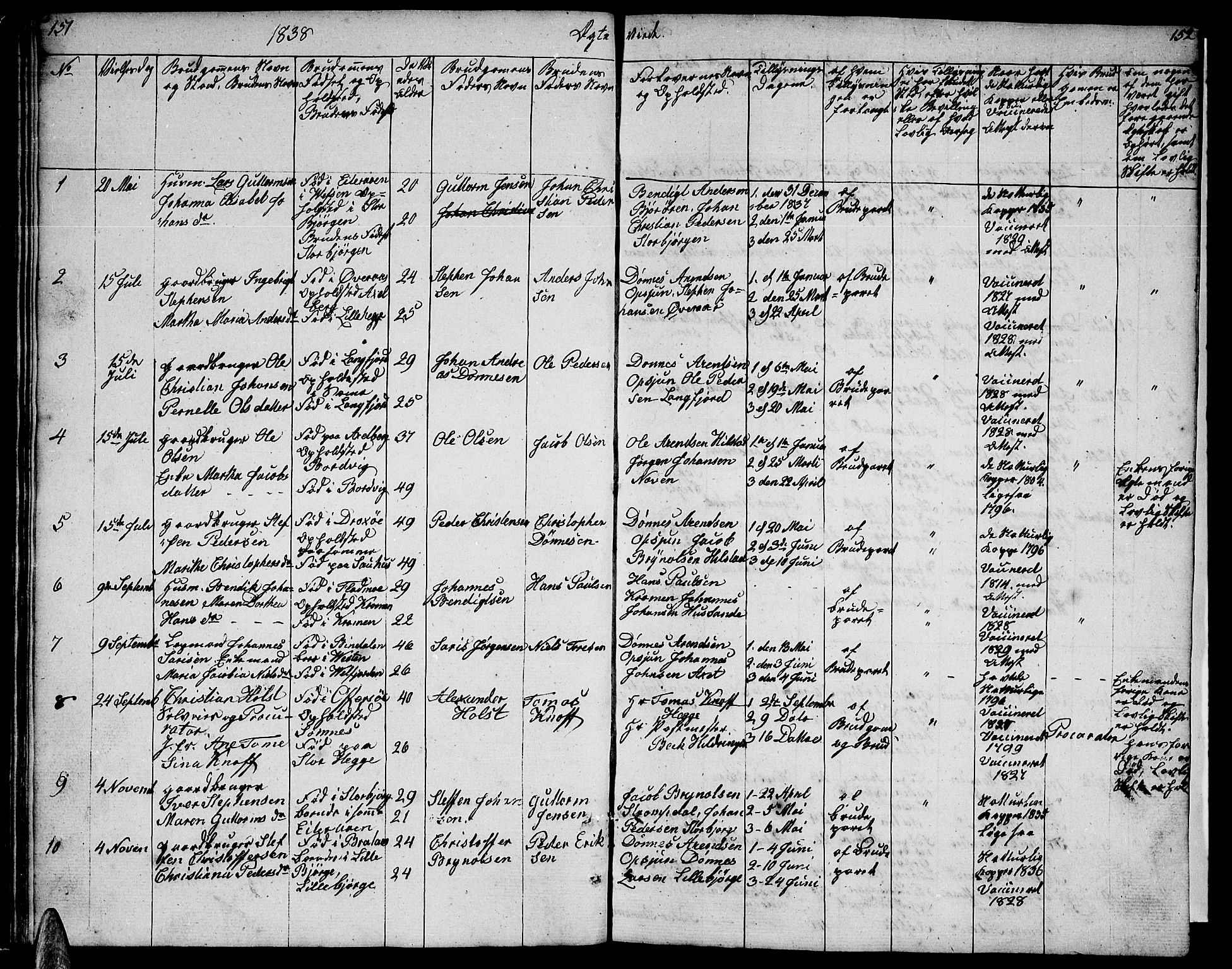 Ministerialprotokoller, klokkerbøker og fødselsregistre - Nordland, AV/SAT-A-1459/814/L0228: Parish register (copy) no. 814C01, 1838-1858, p. 151-152