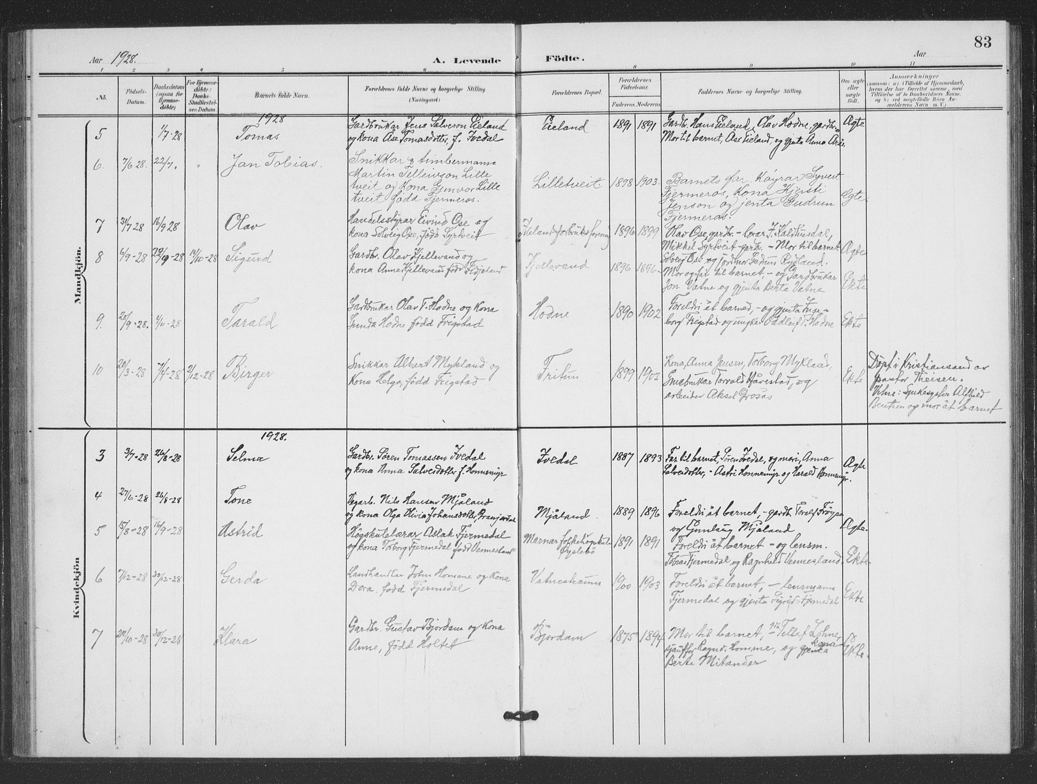 Evje sokneprestkontor, AV/SAK-1111-0008/F/Fb/Fbc/L0005: Parish register (copy) no. B 5, 1901-1935, p. 83