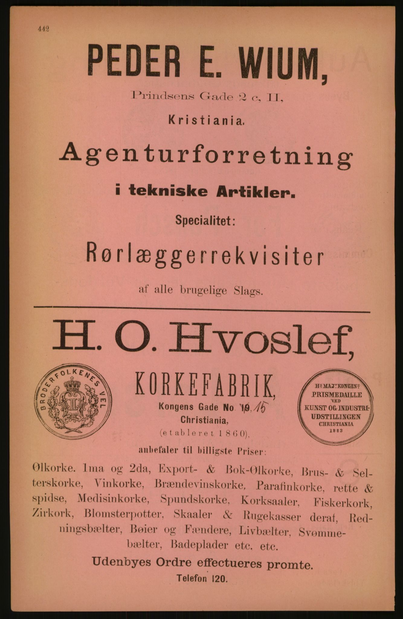 Kristiania/Oslo adressebok, PUBL/-, 1891, p. 442