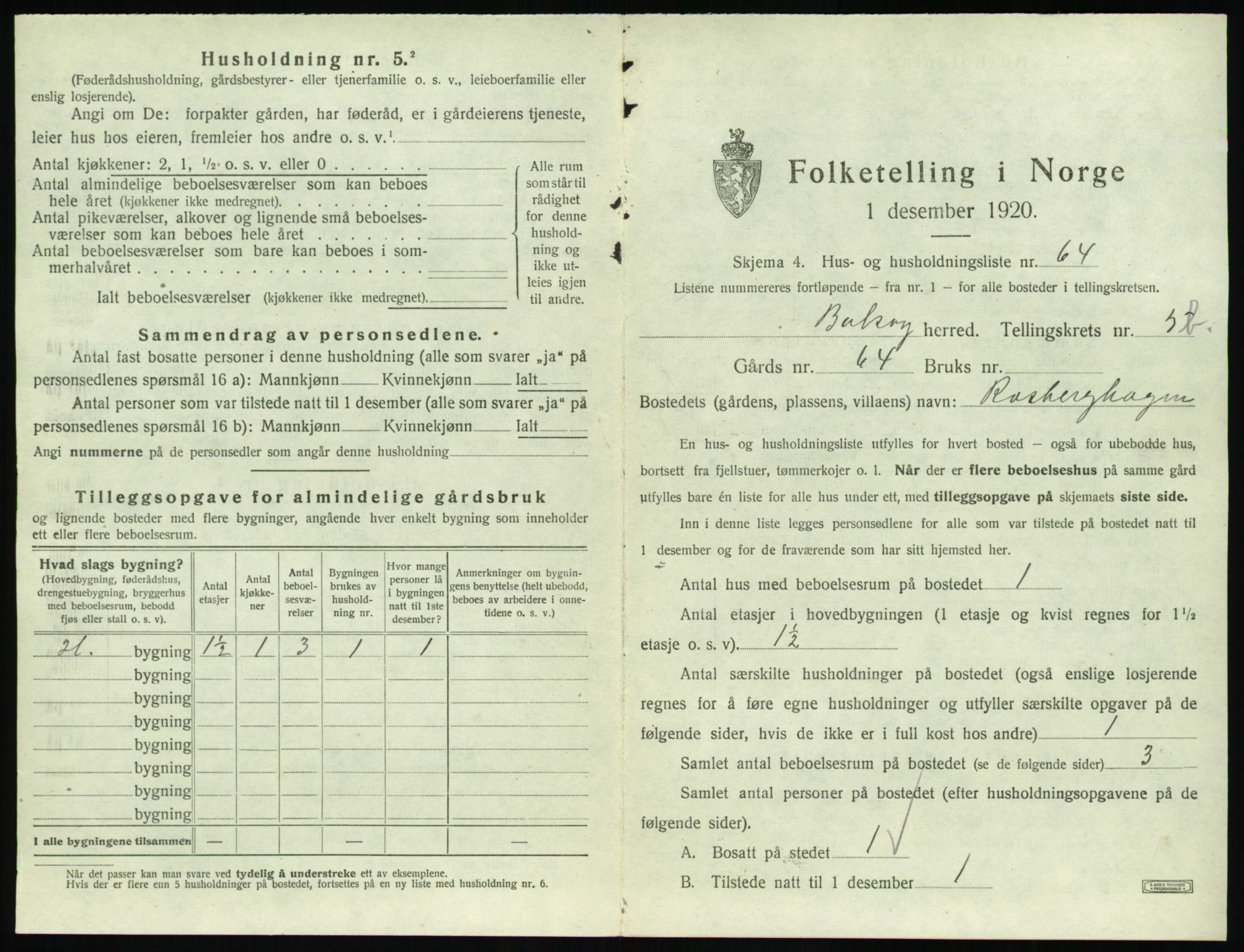 SAT, 1920 census for Bolsøy, 1920, p. 1027