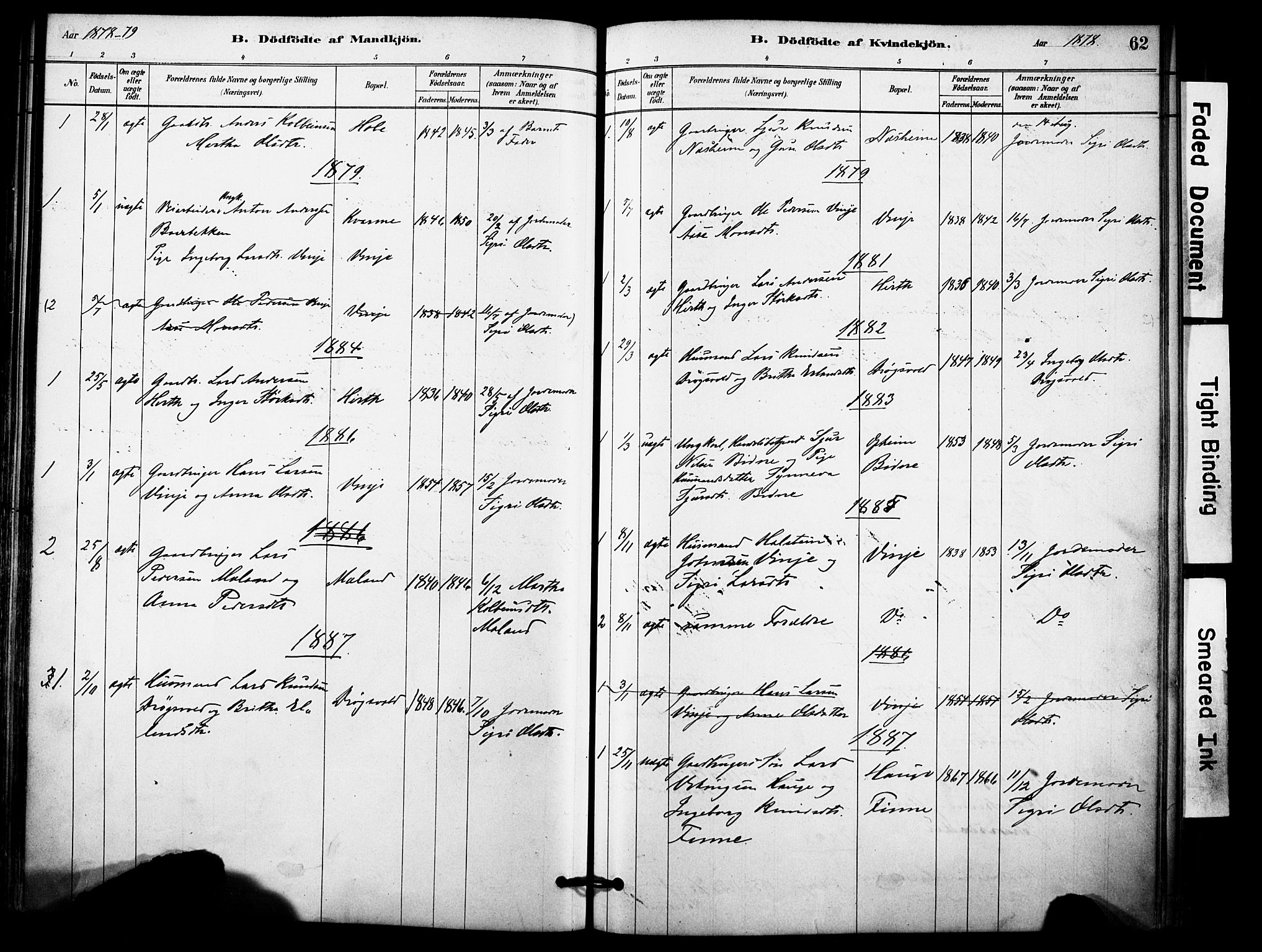 Vossestrand Sokneprestembete, AV/SAB-A-79101/H/Haa: Parish register (official) no. C 1, 1878-1903, p. 62