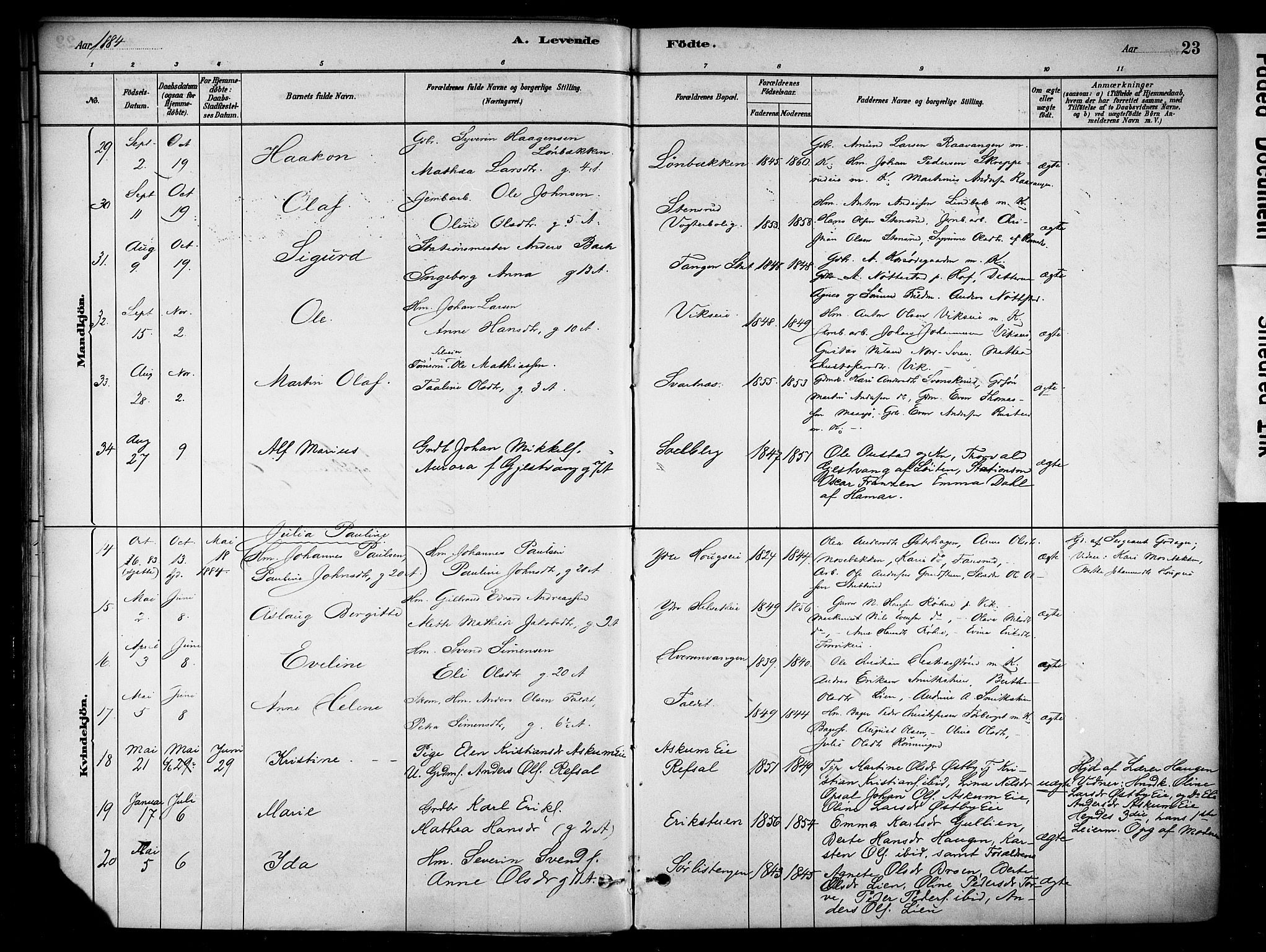 Stange prestekontor, AV/SAH-PREST-002/K/L0018: Parish register (official) no. 18, 1880-1896, p. 23