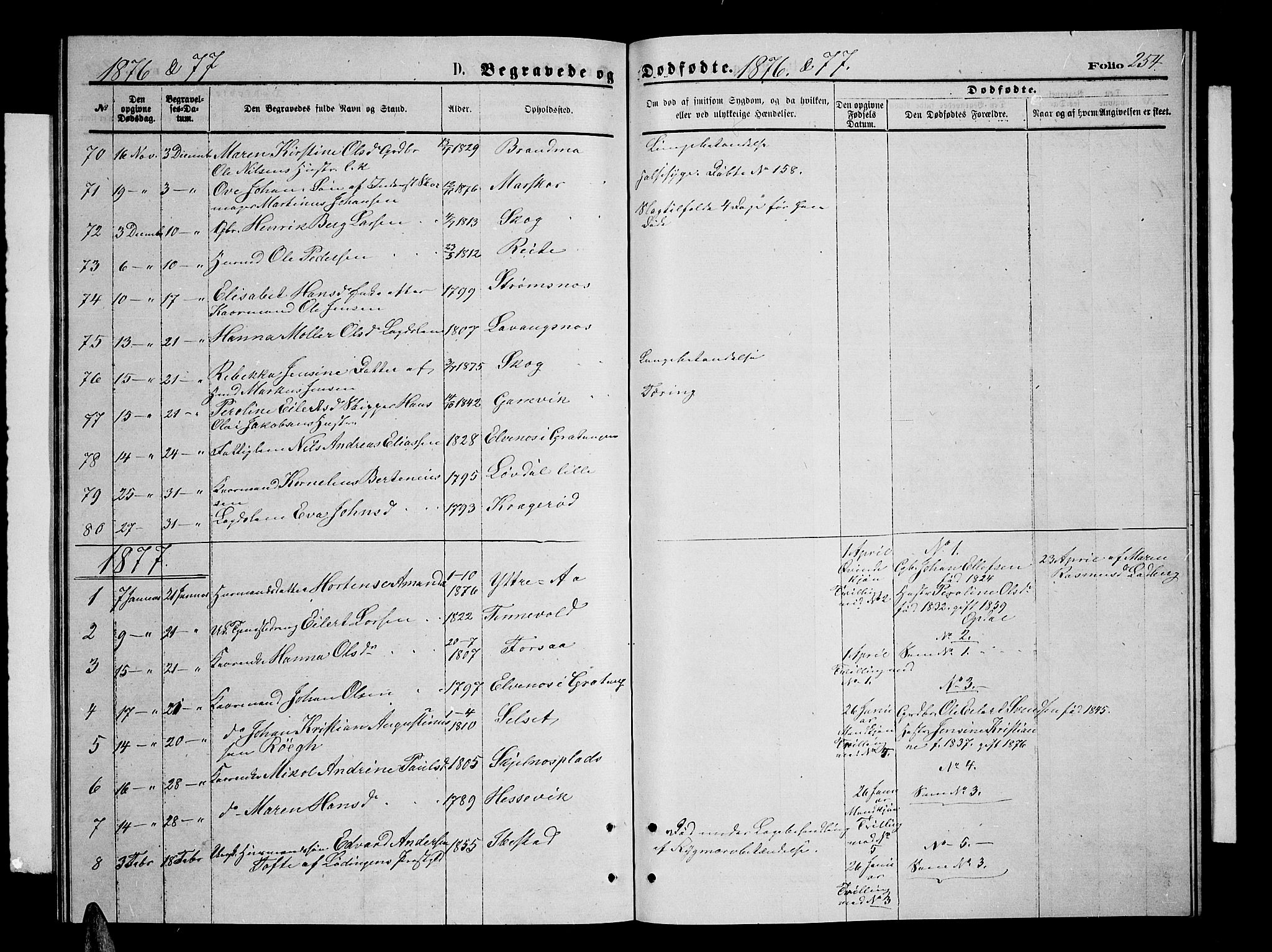 Ibestad sokneprestembete, SATØ/S-0077/H/Ha/Hab/L0006klokker: Parish register (copy) no. 6, 1871-1879, p. 254