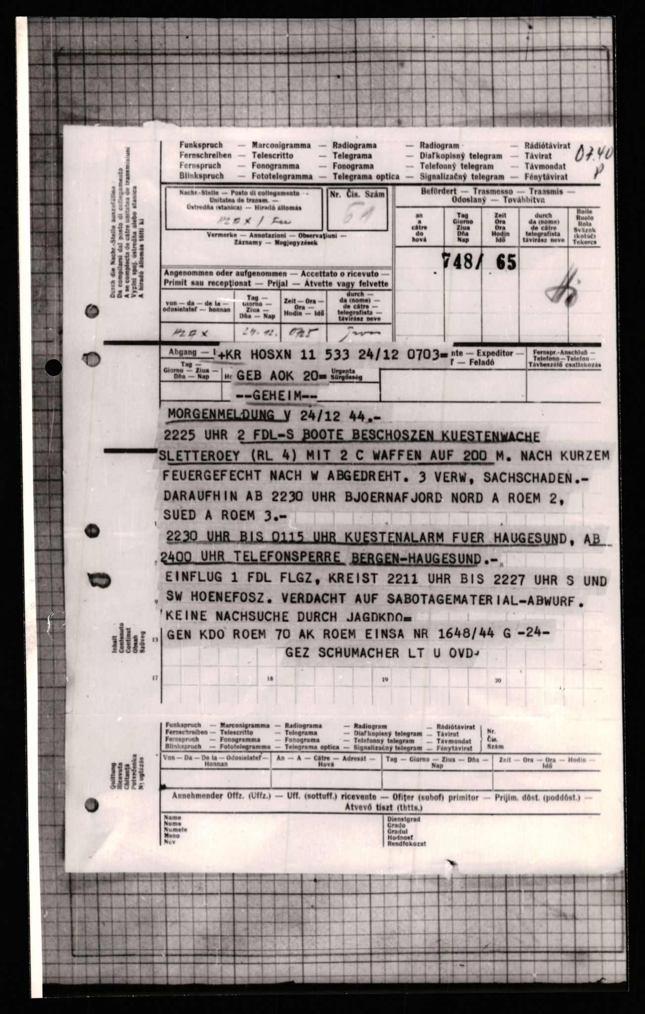 Forsvarets Overkommando. 2 kontor. Arkiv 11.4. Spredte tyske arkivsaker, AV/RA-RAFA-7031/D/Dar/Dara/L0001: Krigsdagbøker for 20. Gebirgs-Armee-Oberkommando (AOK 20), 1944-1945, p. 138