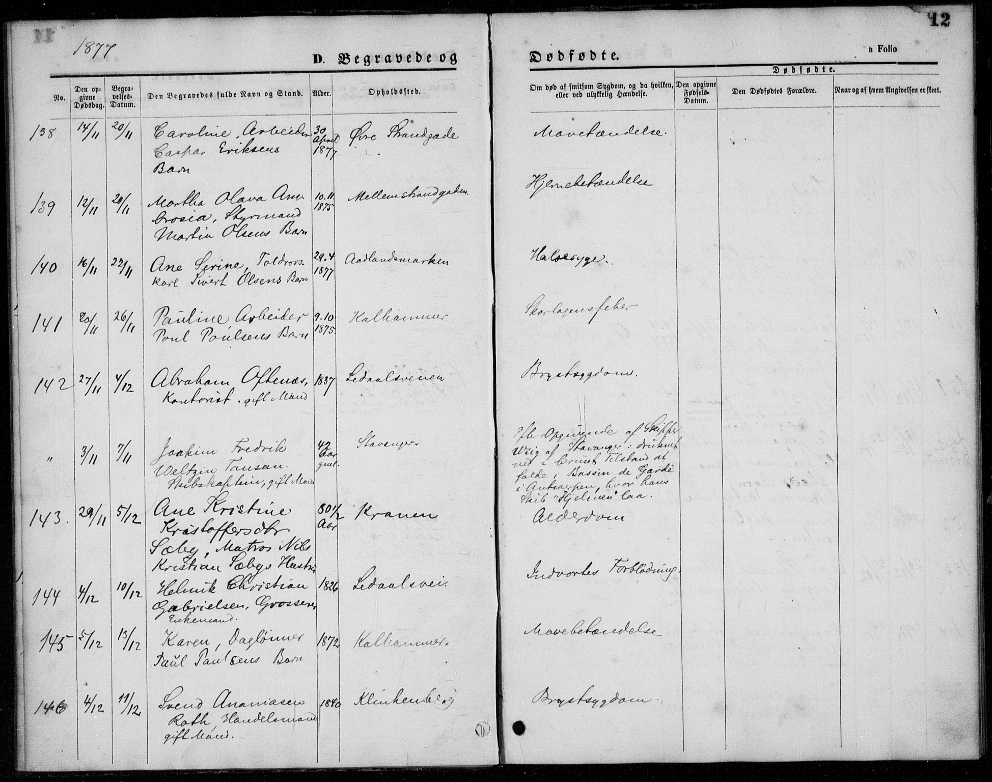 Domkirken sokneprestkontor, SAST/A-101812/001/30/30BA/L0024: Parish register (official) no. A 23, 1877-1877, p. 12