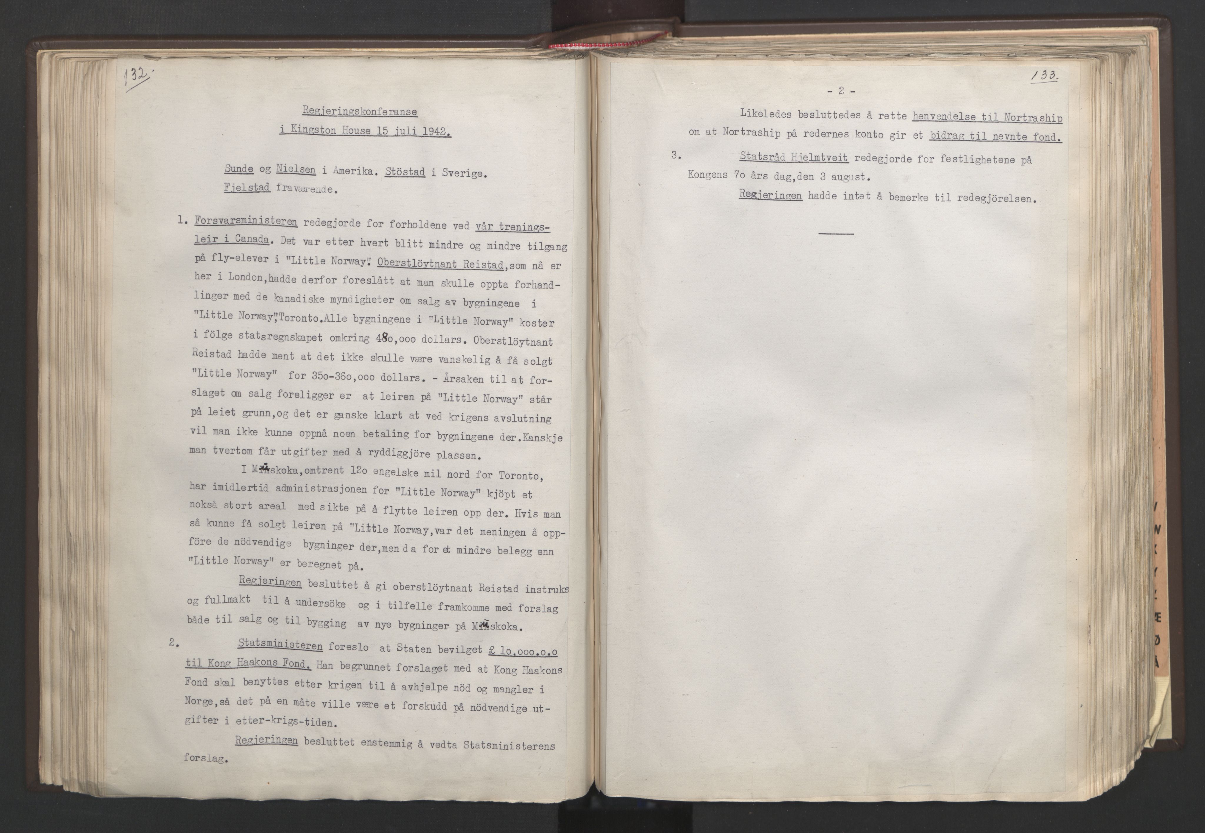 Statsministerens kontor, AV/RA-S-1005/A/Aa/L0002: Referat fra regjeringskonferanser, 1942-1943, p. 132-133