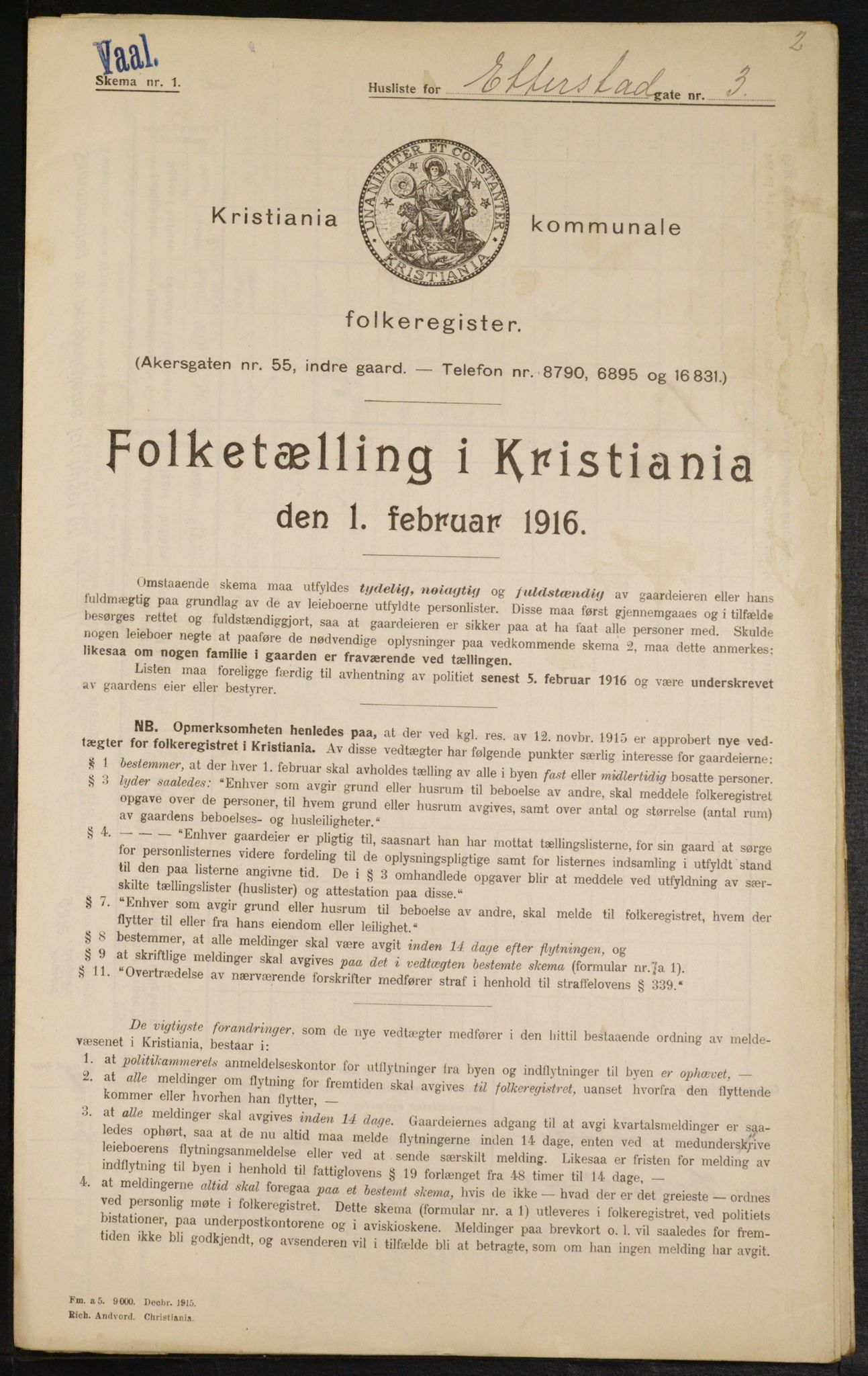 OBA, Municipal Census 1916 for Kristiania, 1916, p. 22719