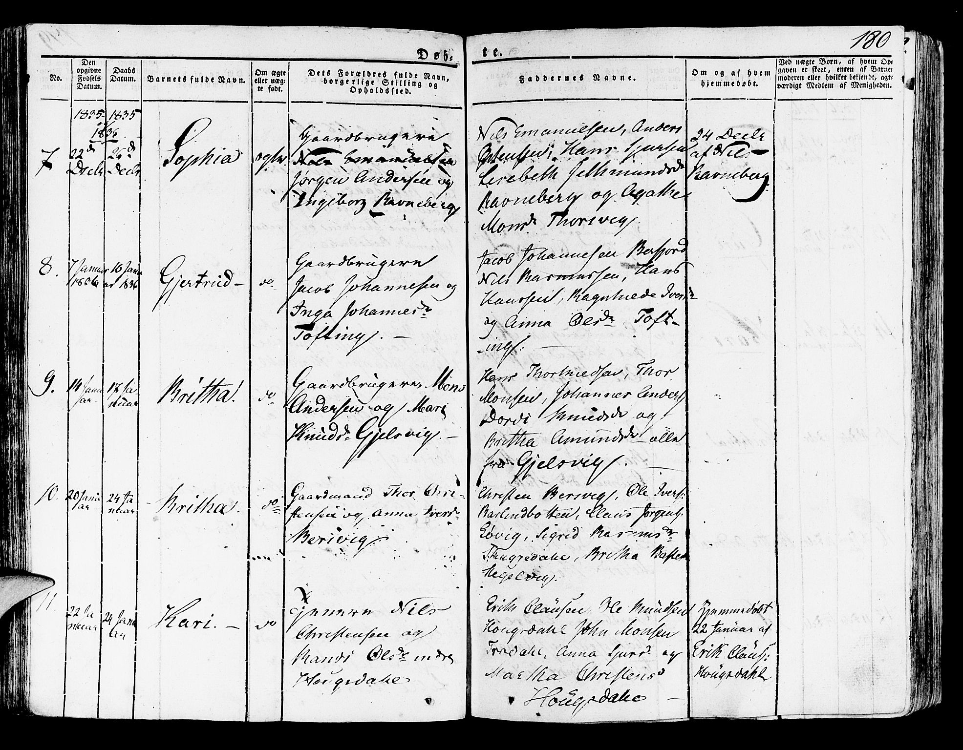 Lindås Sokneprestembete, SAB/A-76701/H/Haa: Parish register (official) no. A 8, 1823-1836, p. 180