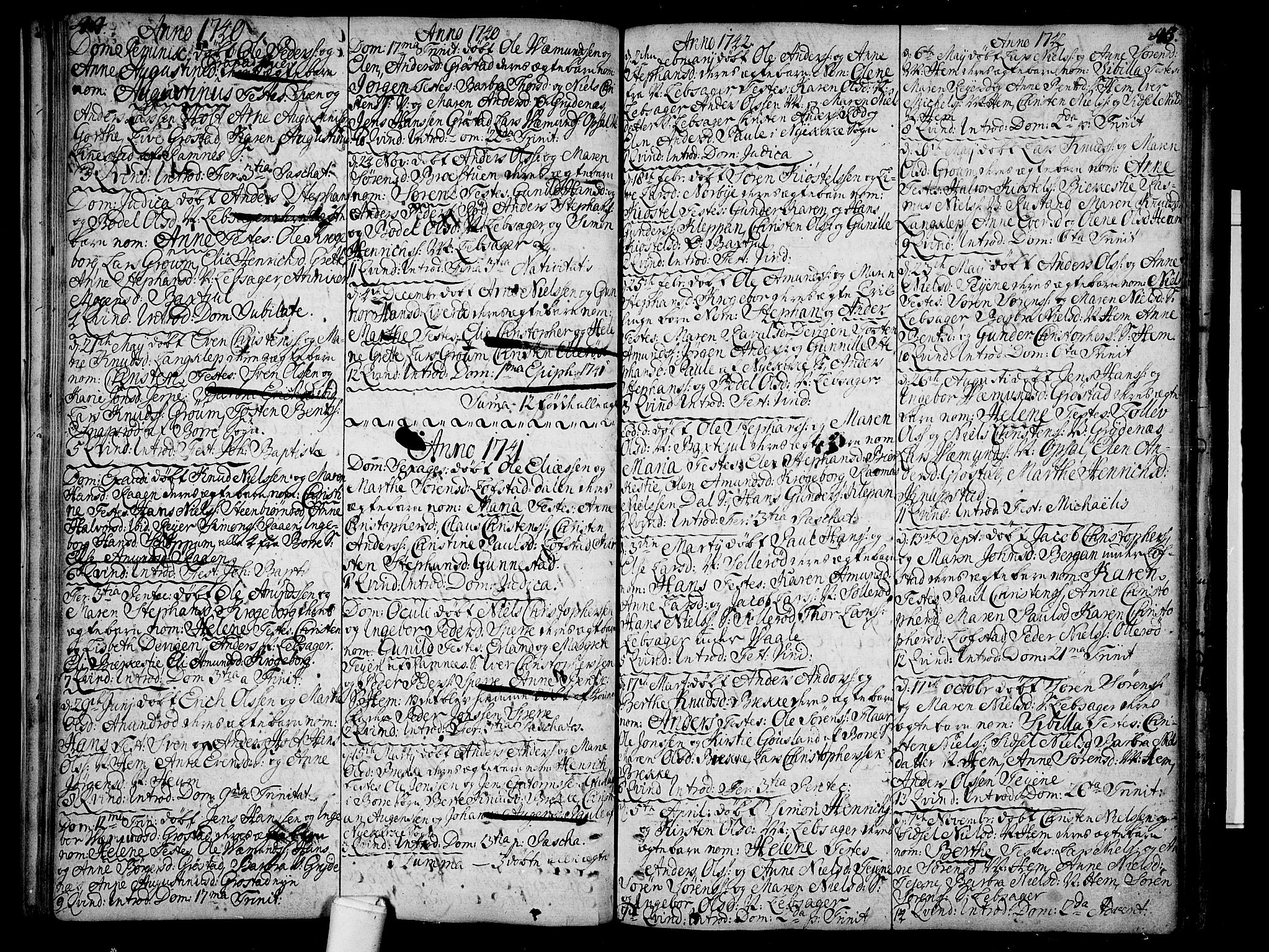 Våle kirkebøker, SAKO/A-334/F/Fa/L0004: Parish register (official) no. I 4 /1, 1732-1773, p. 44-45