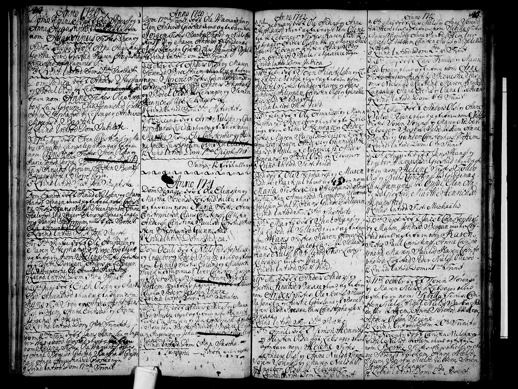 Våle kirkebøker, AV/SAKO-A-334/F/Fa/L0004: Parish register (official) no. I 4 /1, 1732-1773, p. 44-45