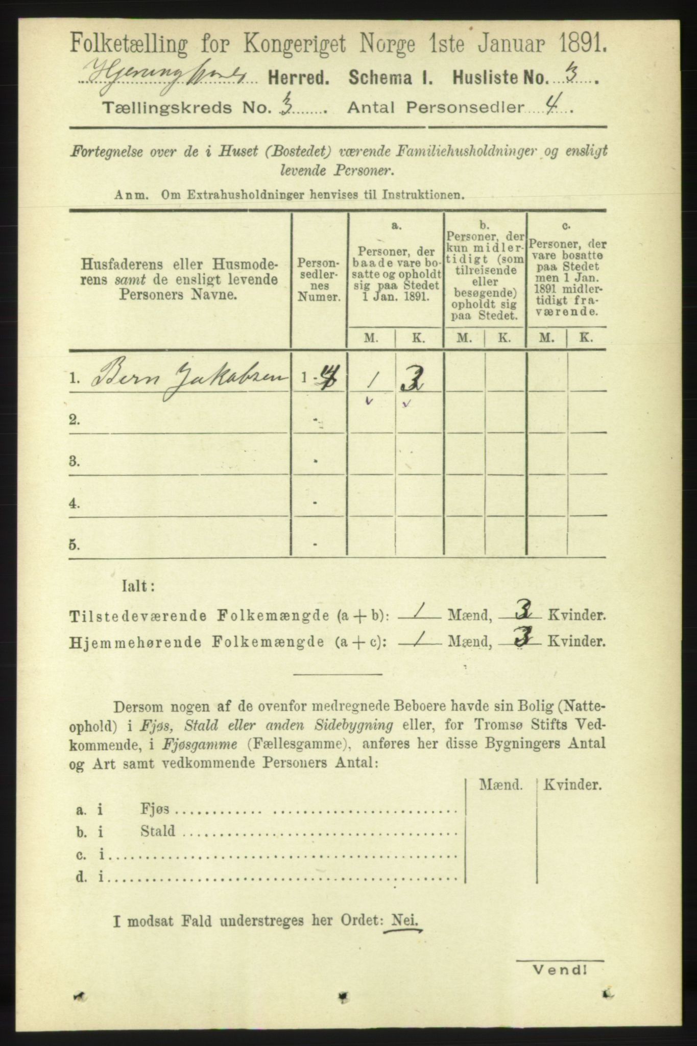 RA, 1891 census for 1522 Hjørundfjord, 1891, p. 438