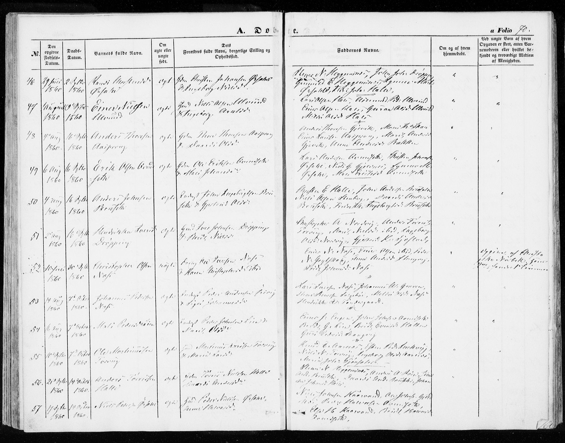 Ministerialprotokoller, klokkerbøker og fødselsregistre - Møre og Romsdal, AV/SAT-A-1454/592/L1026: Parish register (official) no. 592A04, 1849-1867, p. 70