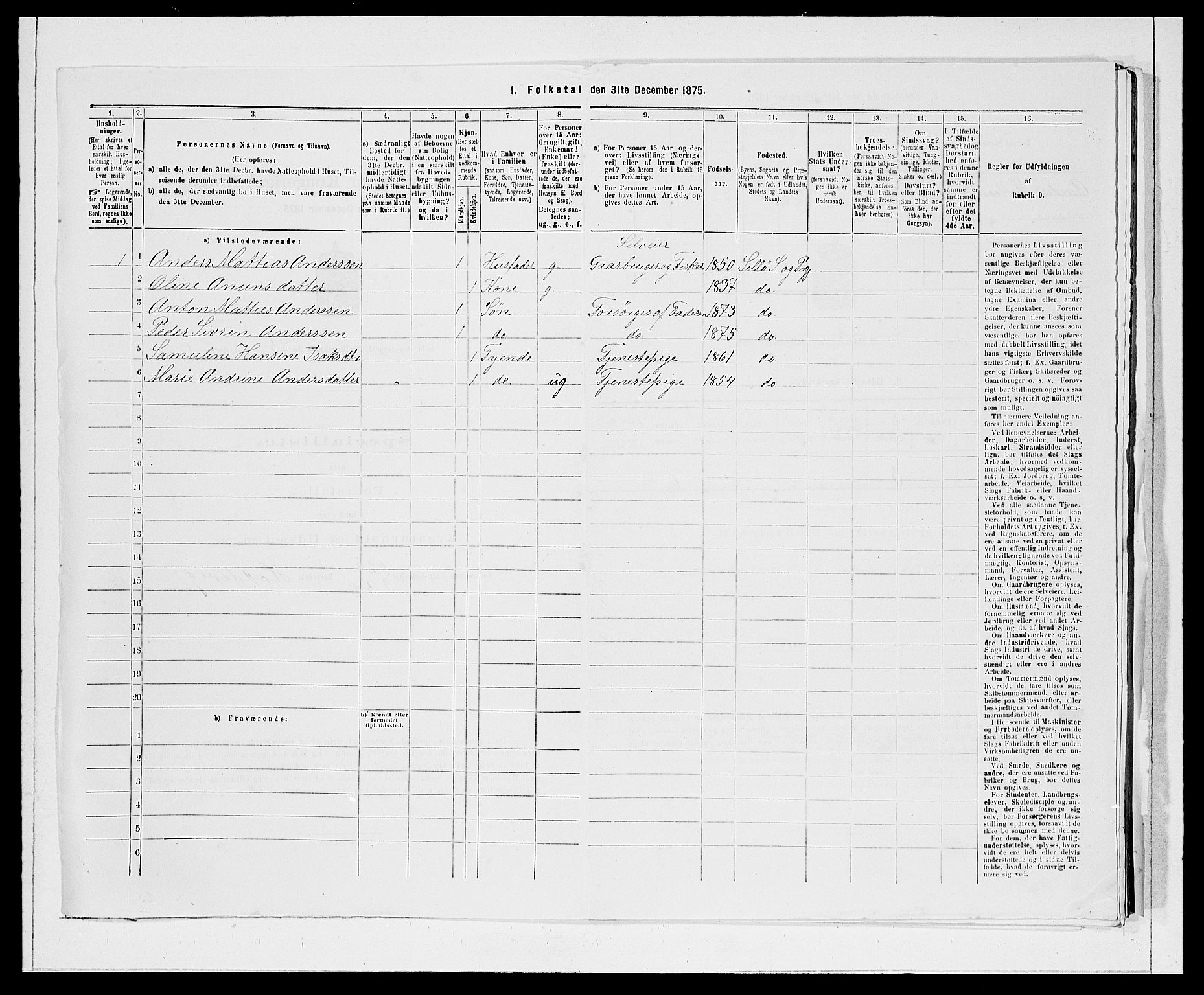 SAB, 1875 Census for 1441P Selje, 1875, p. 1585