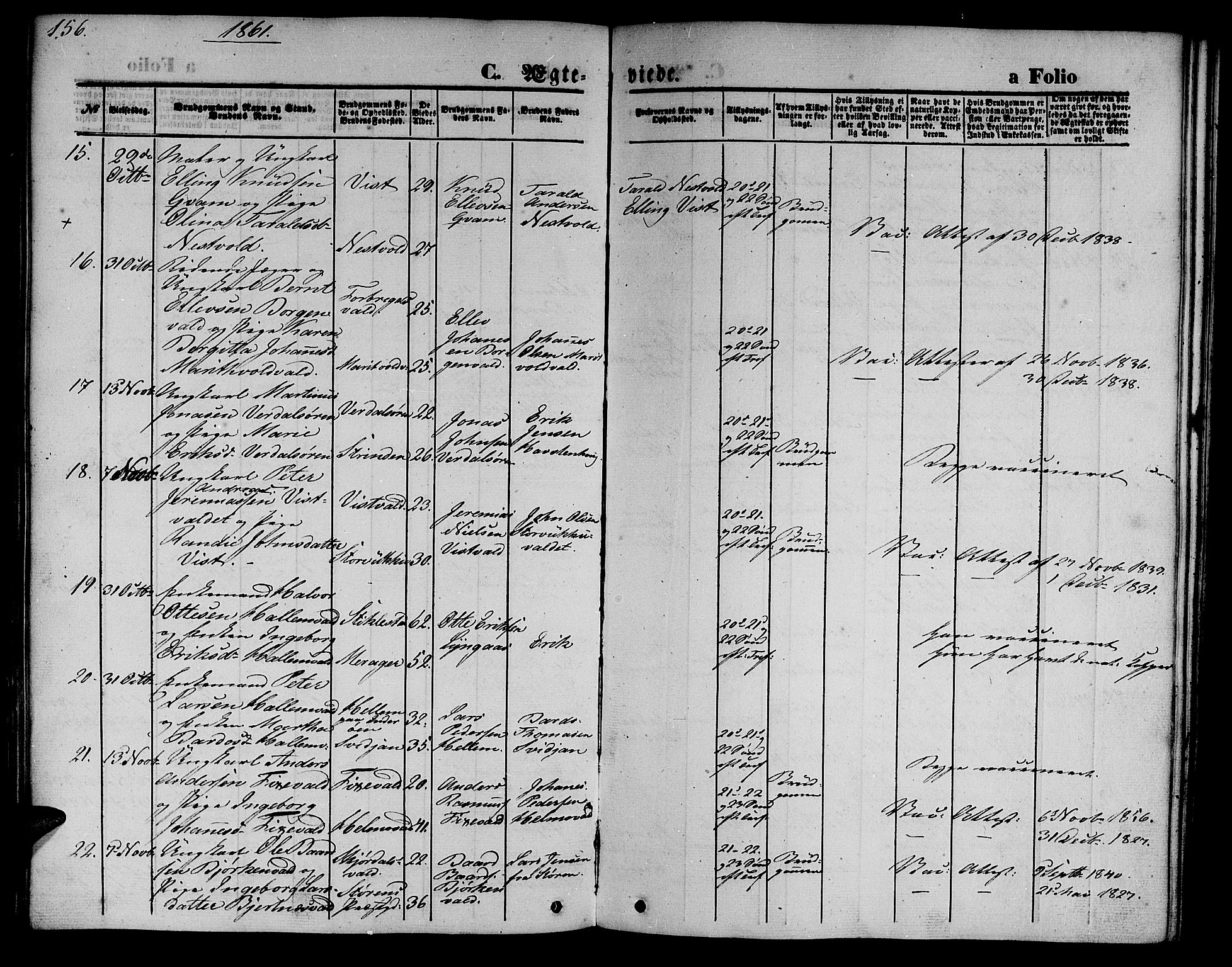 Ministerialprotokoller, klokkerbøker og fødselsregistre - Nord-Trøndelag, AV/SAT-A-1458/723/L0254: Parish register (copy) no. 723C02, 1858-1868, p. 156