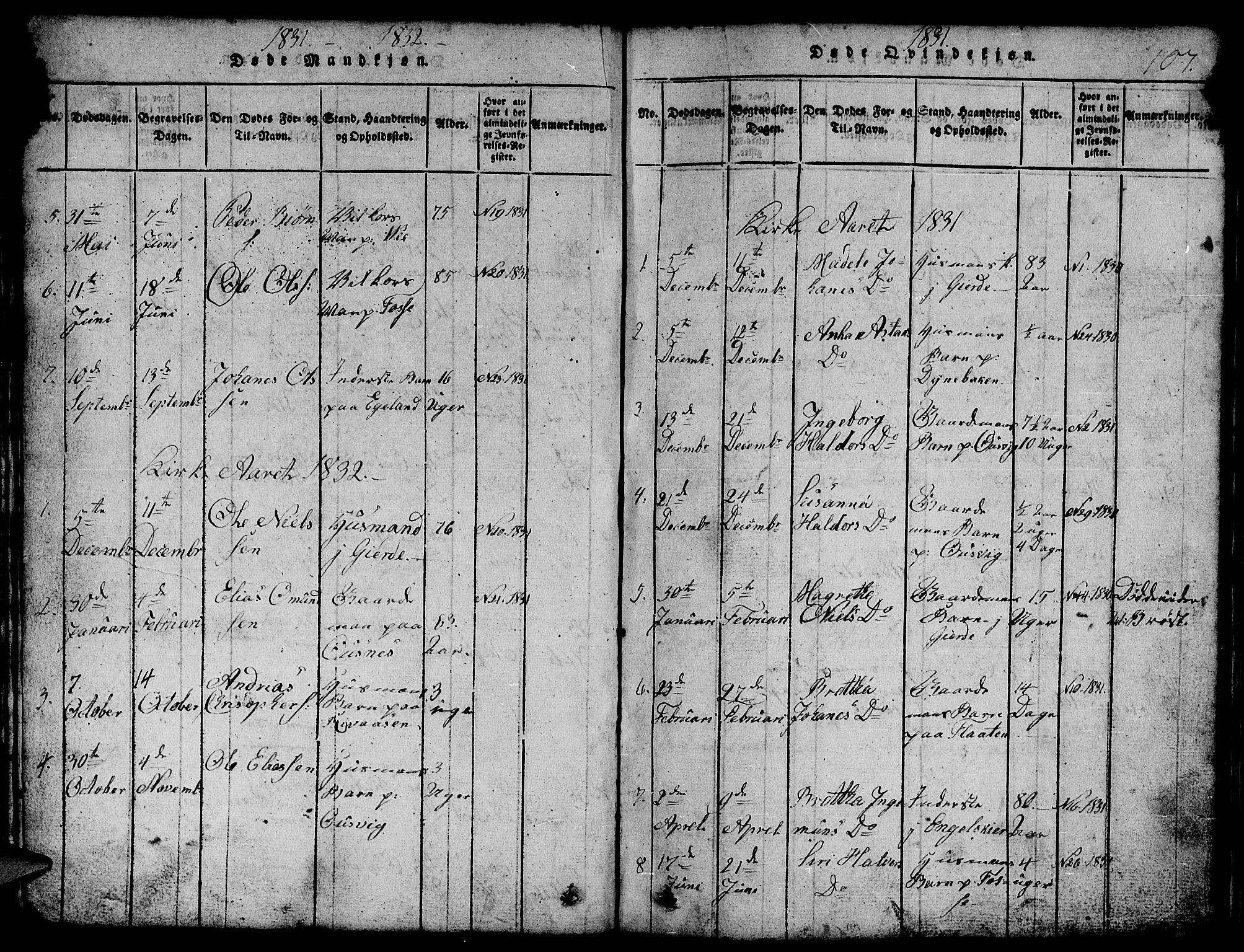 Etne sokneprestembete, SAB/A-75001/H/Hab: Parish register (copy) no. B 1, 1815-1850, p. 107
