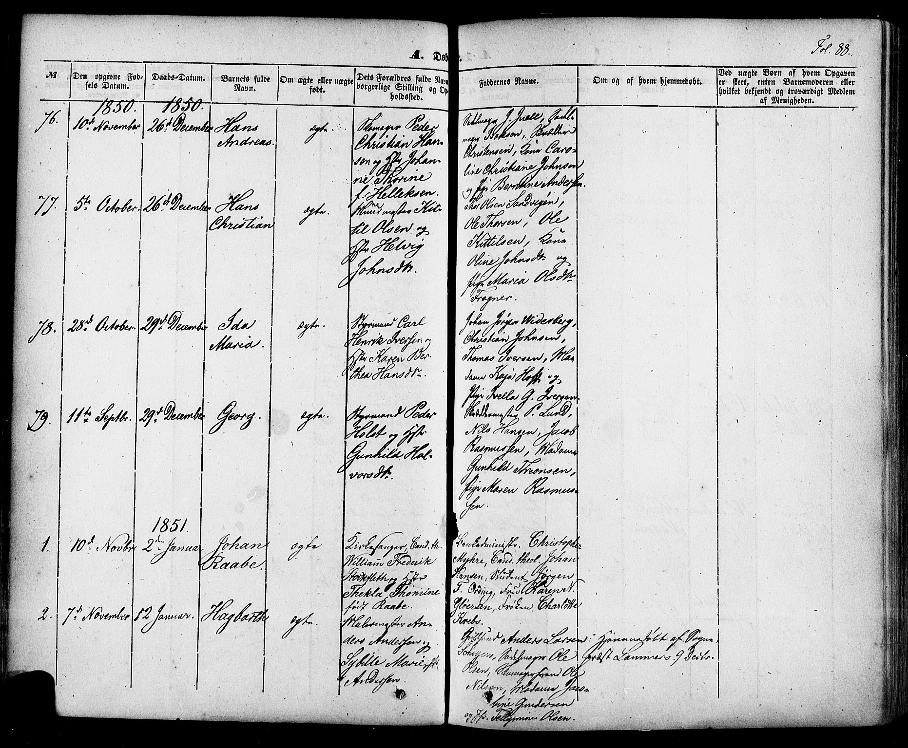 Skien kirkebøker, SAKO/A-302/F/Fa/L0006a: Parish register (official) no. 6A, 1843-1856, p. 88