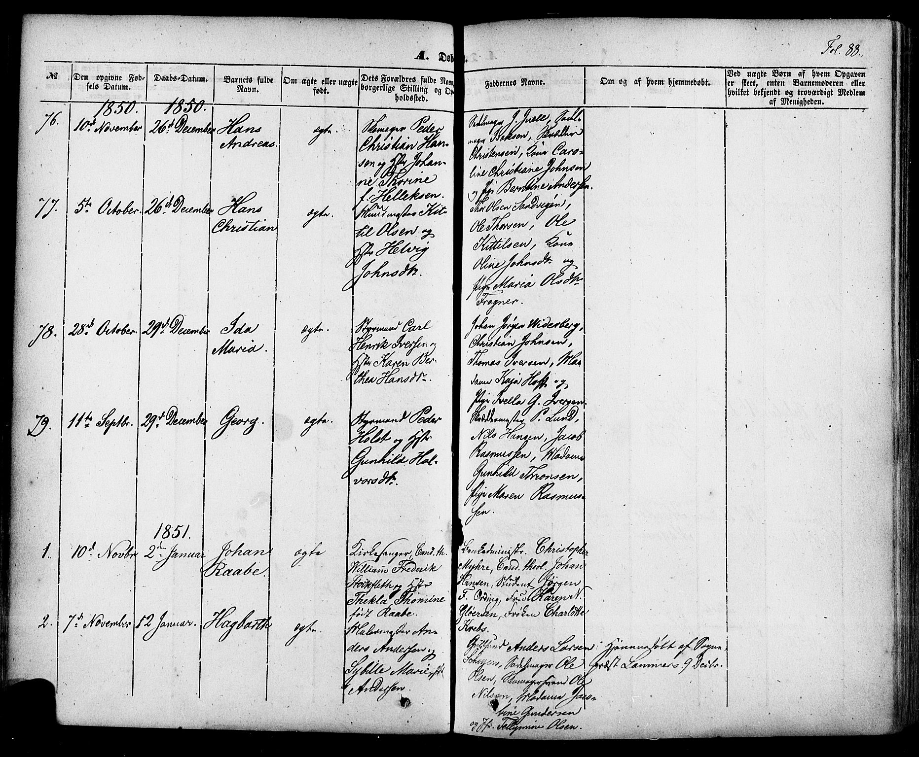 Skien kirkebøker, AV/SAKO-A-302/F/Fa/L0006a: Parish register (official) no. 6A, 1843-1856, p. 88