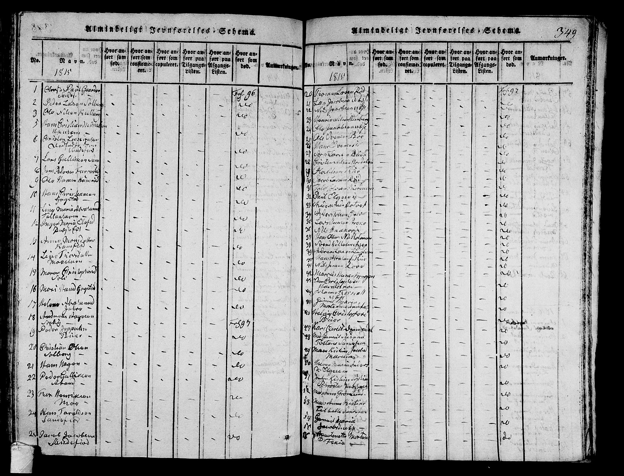 Sandar kirkebøker, AV/SAKO-A-243/G/Ga/L0001: Parish register (copy) no. 1, 1814-1835, p. 349