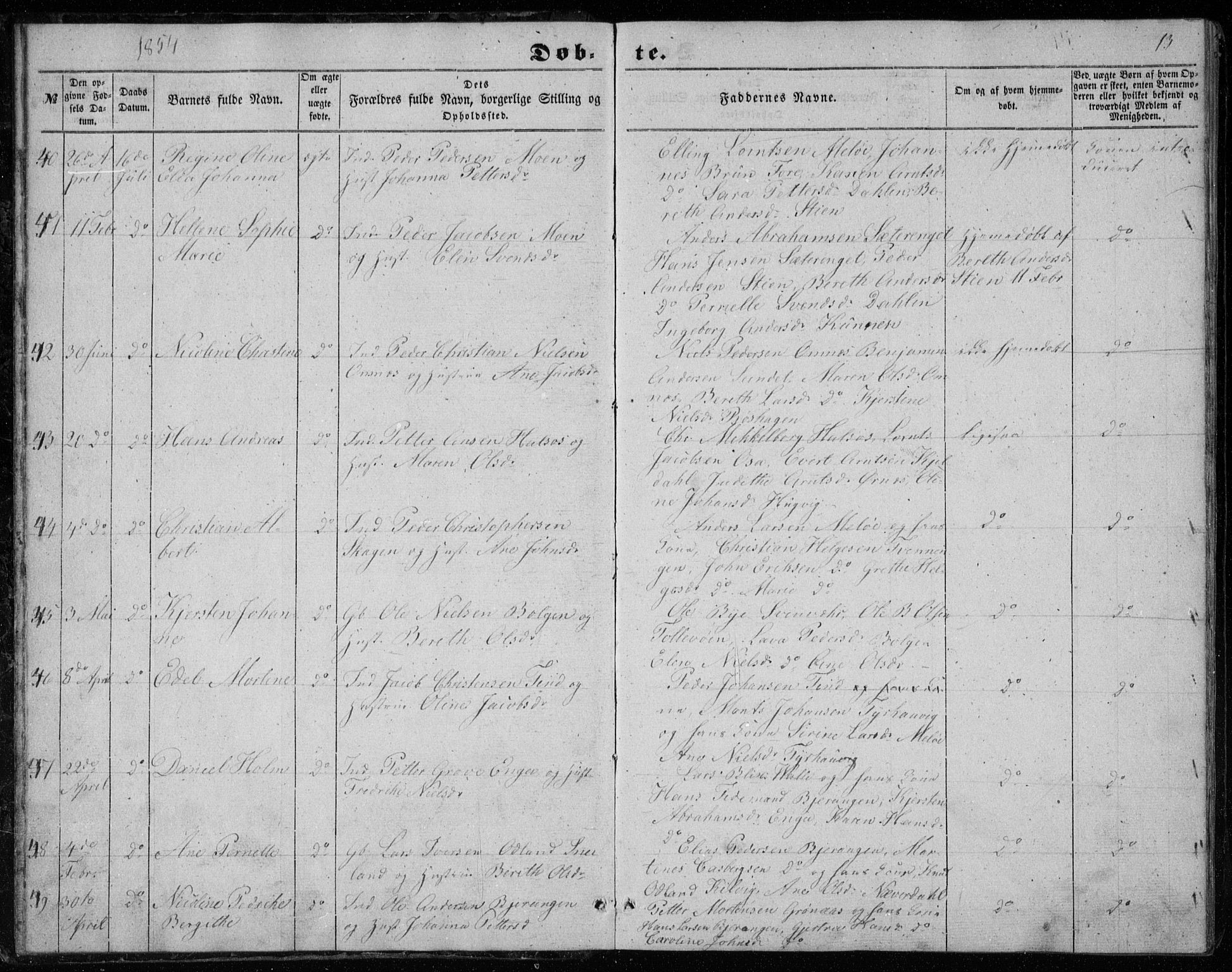 Ministerialprotokoller, klokkerbøker og fødselsregistre - Nordland, AV/SAT-A-1459/843/L0633: Parish register (copy) no. 843C02, 1853-1873, p. 13