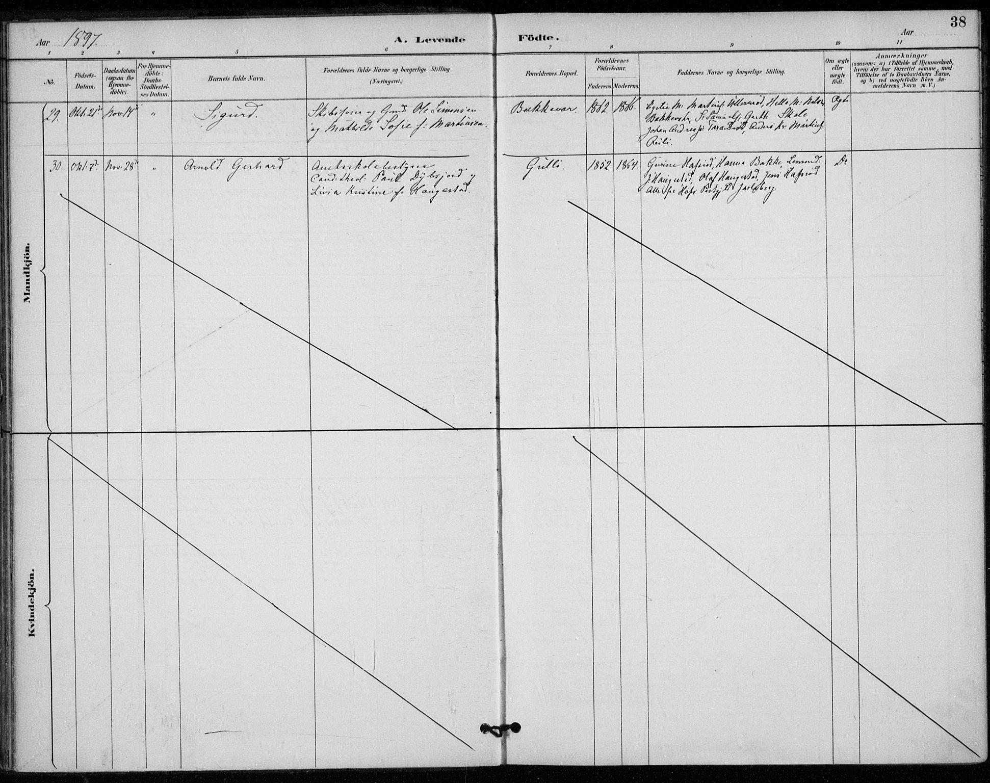 Sem kirkebøker, AV/SAKO-A-5/F/Fa/L0011: Parish register (official) no. I 11, 1888-1904, p. 38