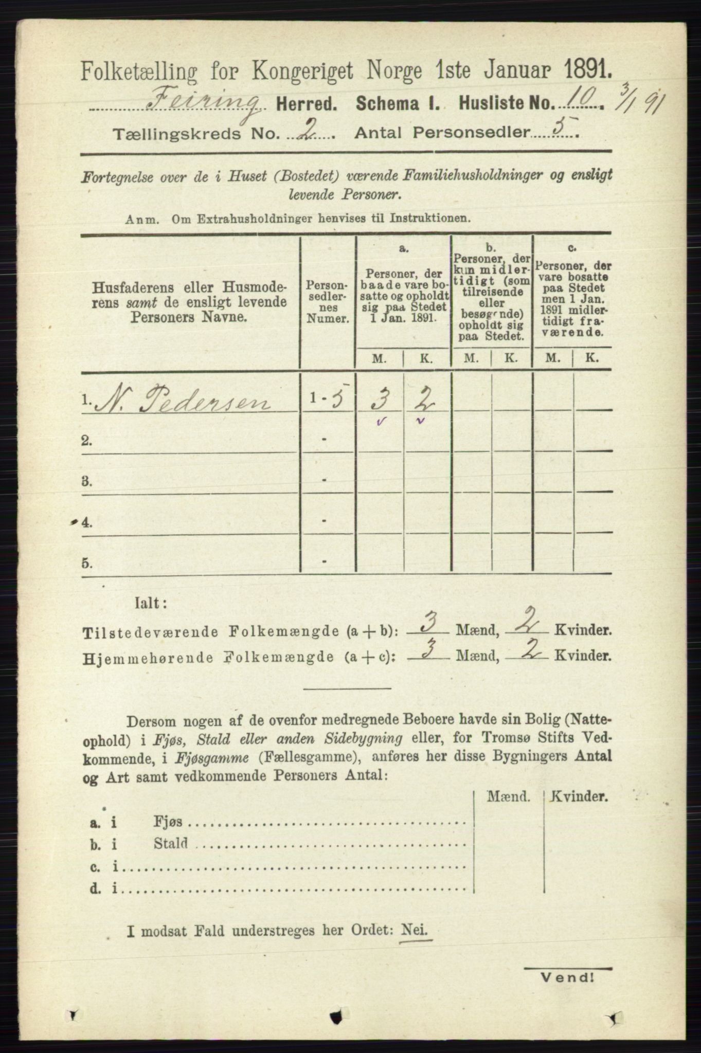 RA, 1891 census for 0240 Feiring, 1891, p. 679