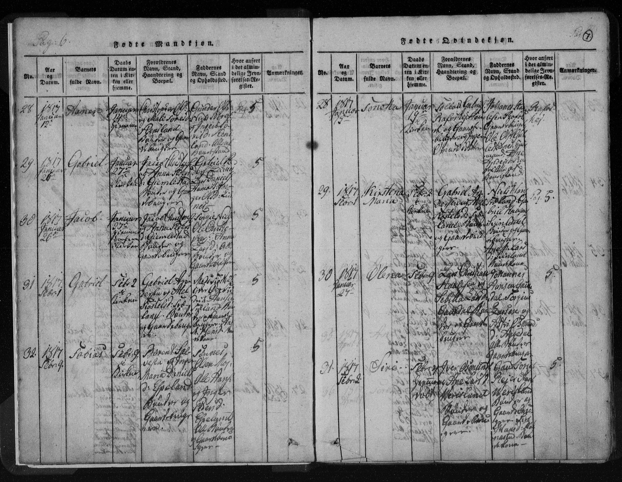 Kvinesdal sokneprestkontor, AV/SAK-1111-0026/F/Fa/Fab/L0003: Parish register (official) no. A 3, 1815-1829, p. 7