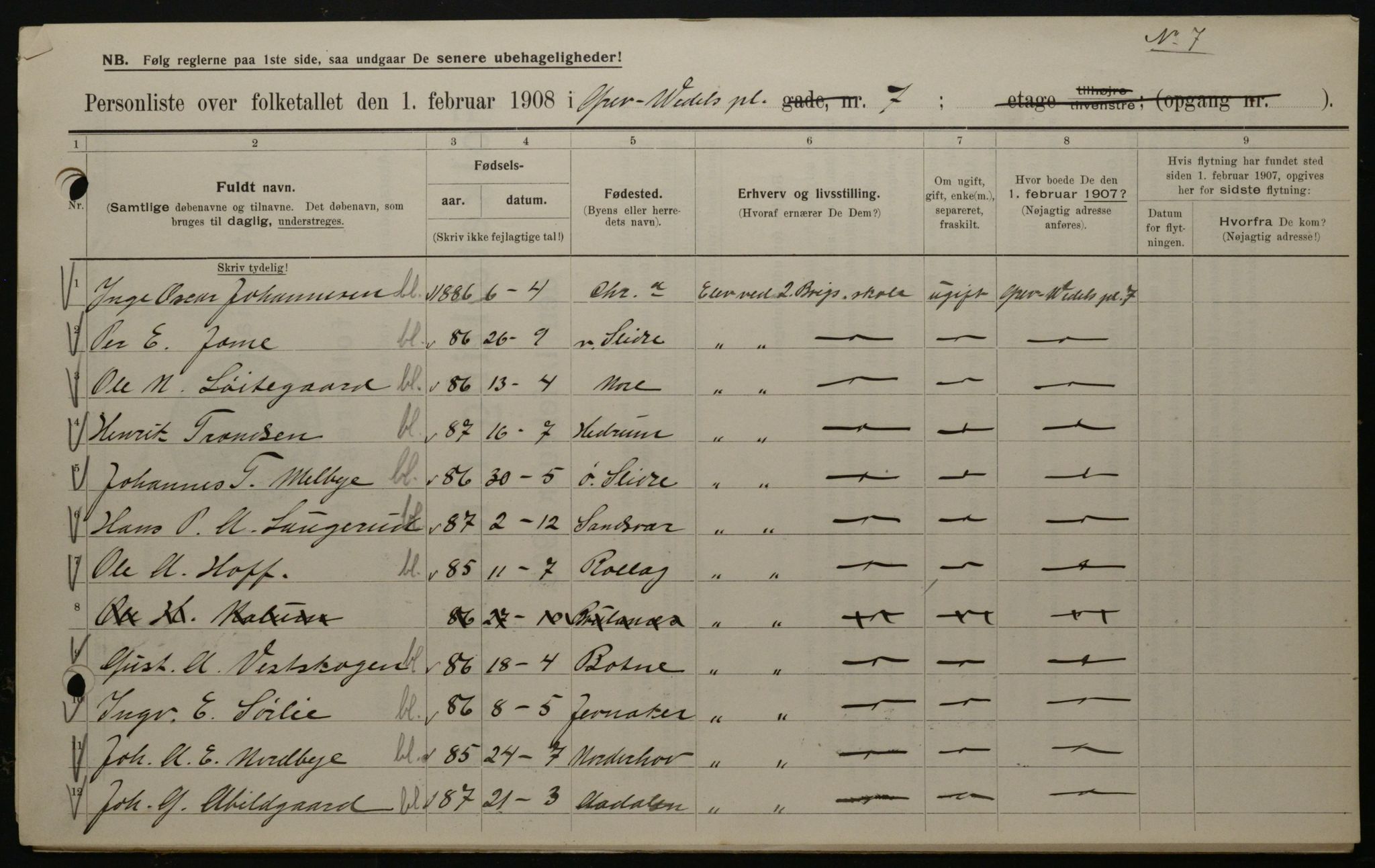 OBA, Municipal Census 1908 for Kristiania, 1908, p. 26952