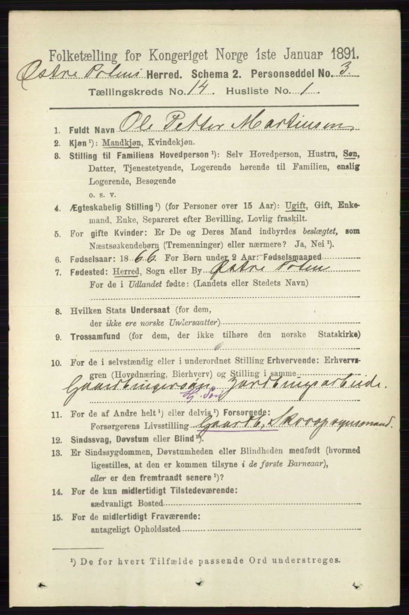 RA, 1891 census for 0528 Østre Toten, 1891, p. 9066