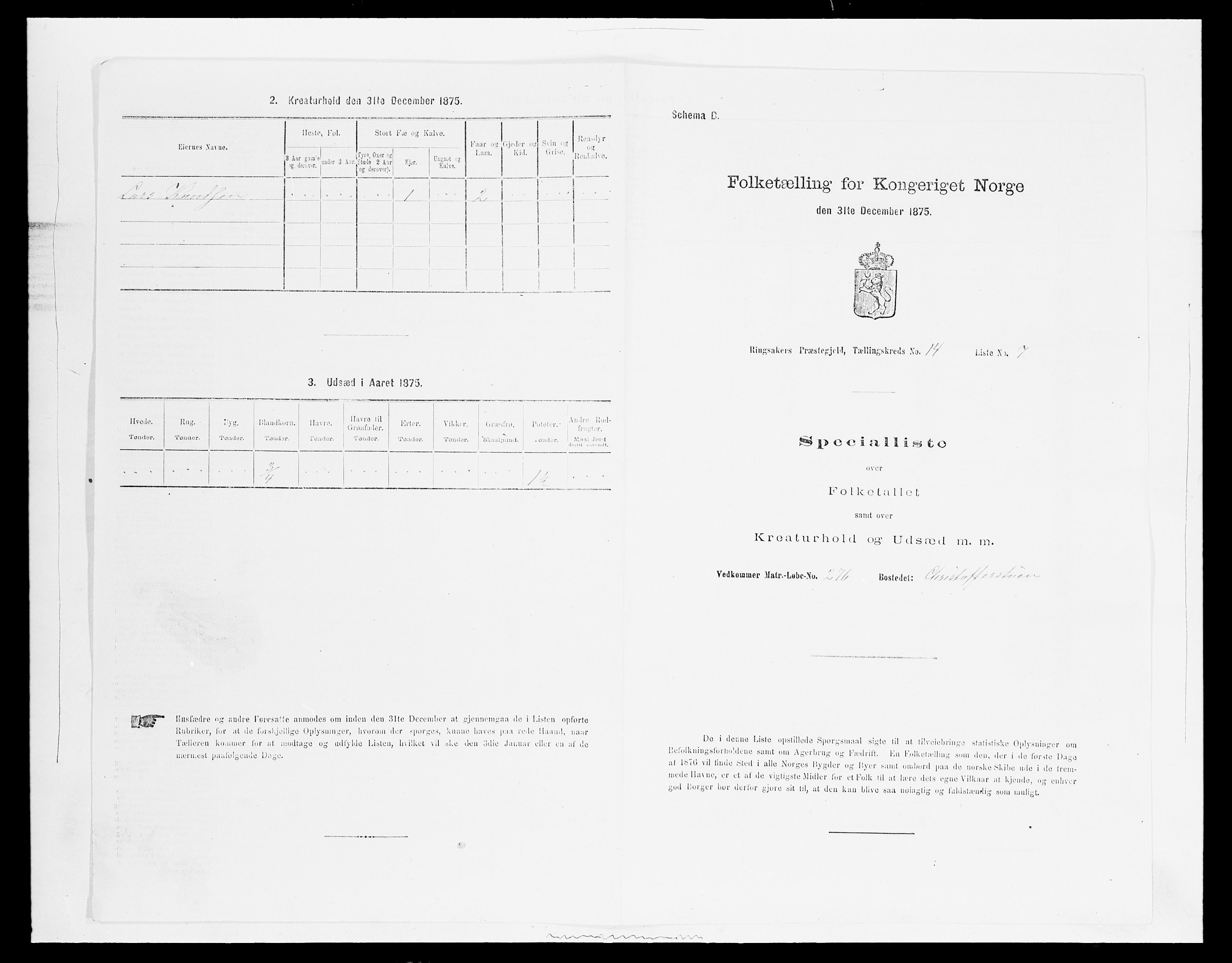 SAH, 1875 census for 0412P Ringsaker, 1875, p. 2834