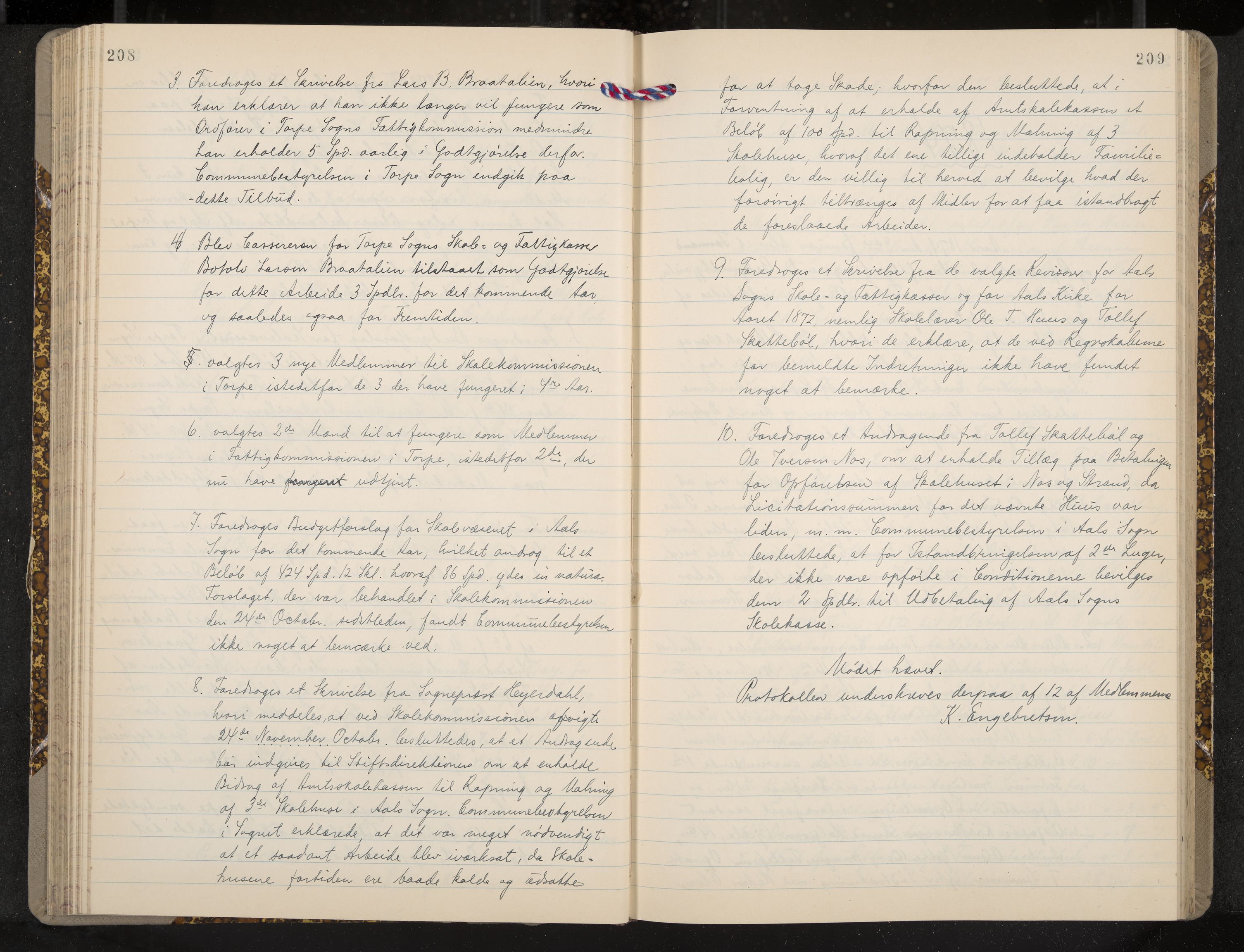 Ål formannskap og sentraladministrasjon, IKAK/0619021/A/Aa/L0003: Utskrift av møtebok, 1864-1880, p. 208-209