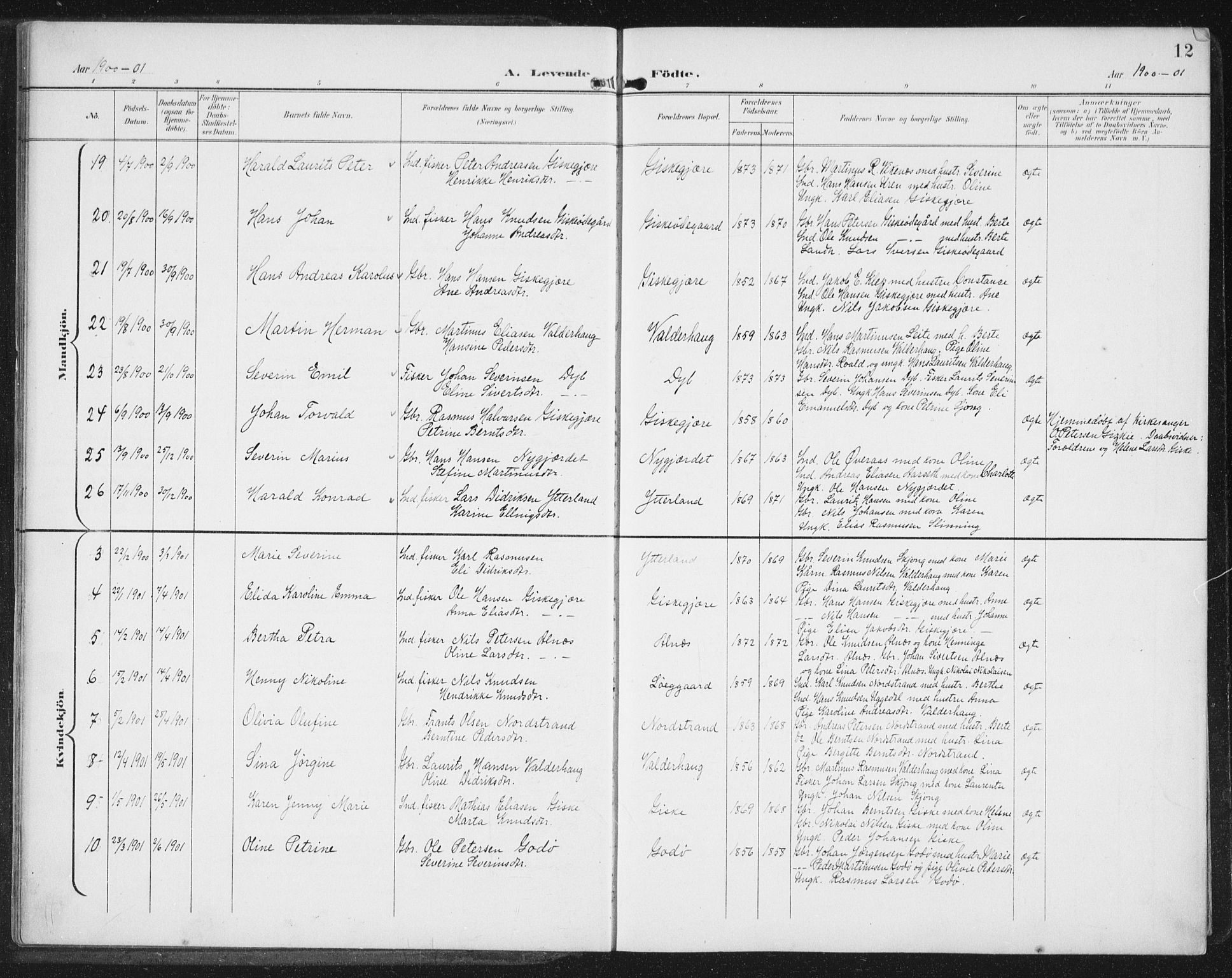 Ministerialprotokoller, klokkerbøker og fødselsregistre - Møre og Romsdal, AV/SAT-A-1454/534/L0489: Parish register (copy) no. 534C01, 1899-1941, p. 12