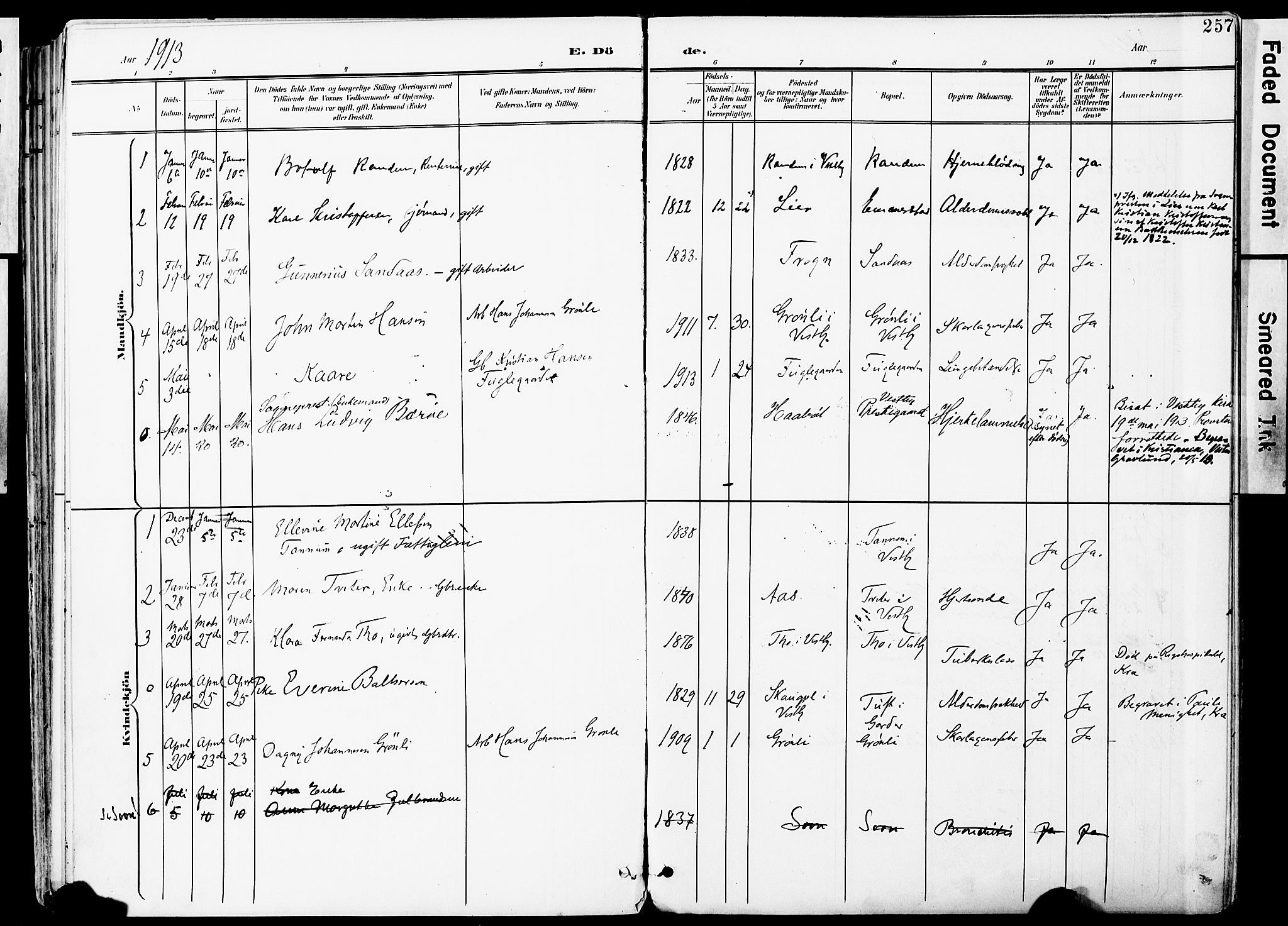 Vestby prestekontor Kirkebøker, SAO/A-10893/F/Fa/L0010: Parish register (official) no. I 10, 1900-1926, p. 257