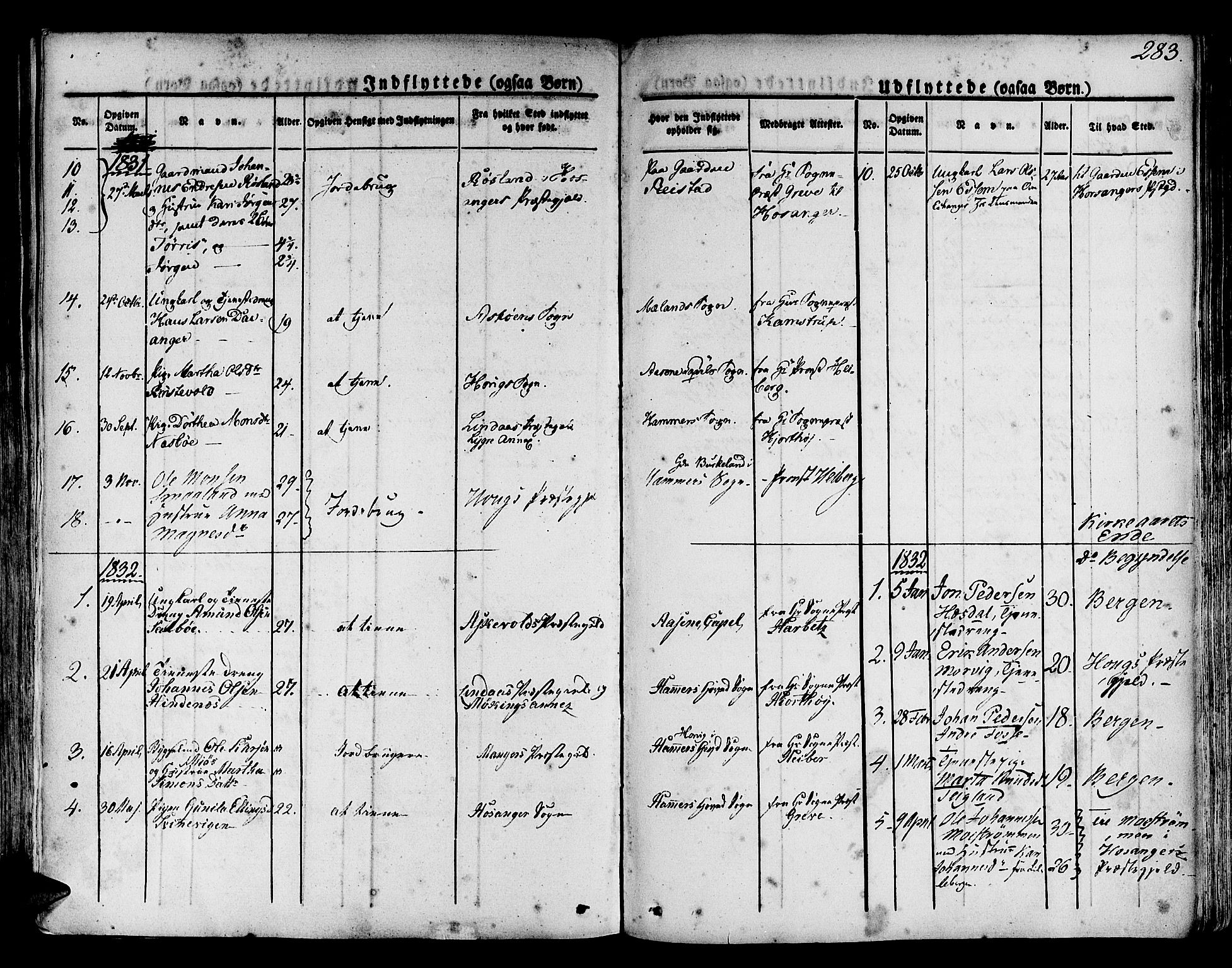 Hamre sokneprestembete, SAB/A-75501/H/Ha/Haa/Haaa/L0011: Parish register (official) no. A 11, 1826-1834, p. 283
