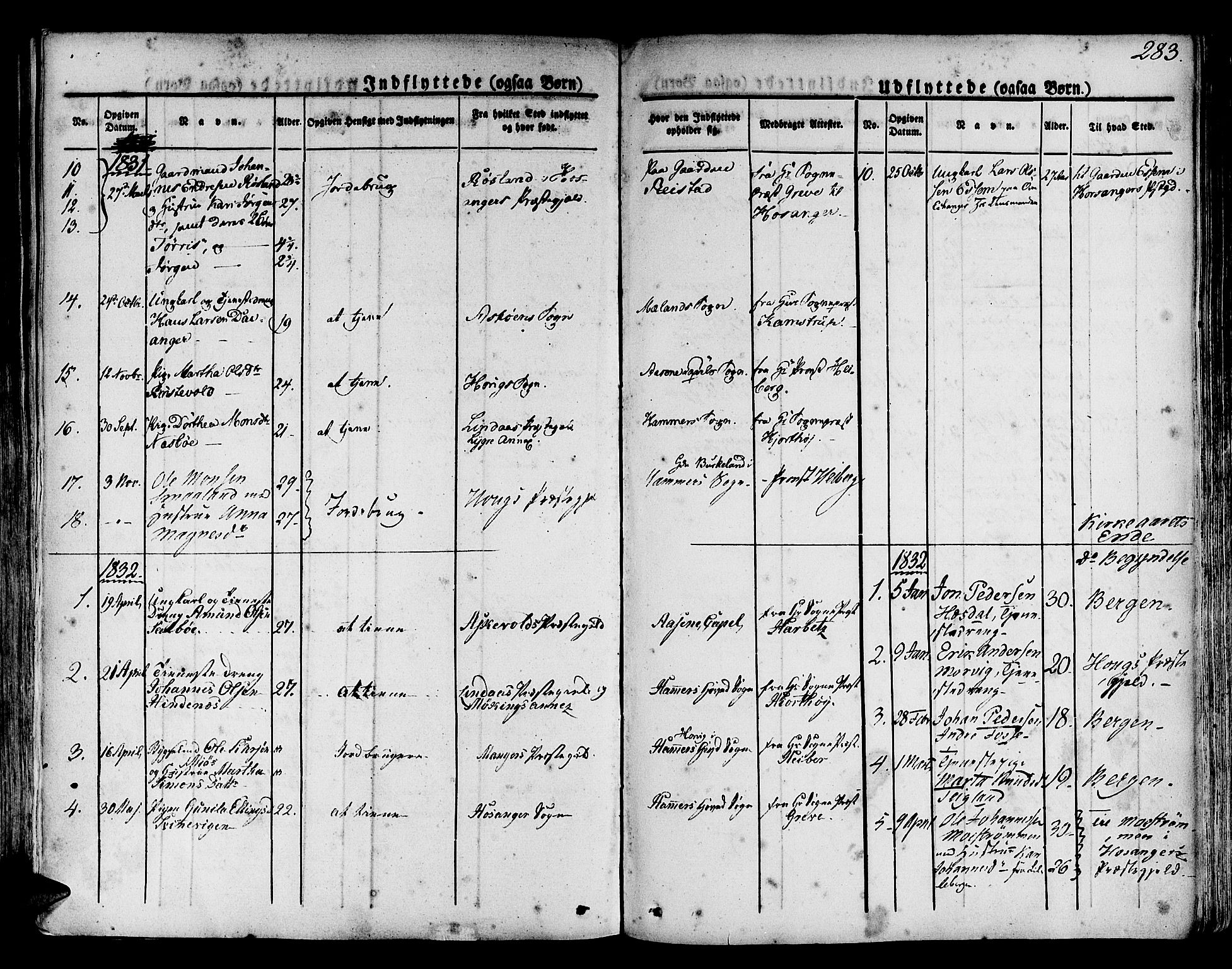 Hamre sokneprestembete, AV/SAB-A-75501/H/Ha/Haa/Haaa/L0011: Parish register (official) no. A 11, 1826-1834, p. 283