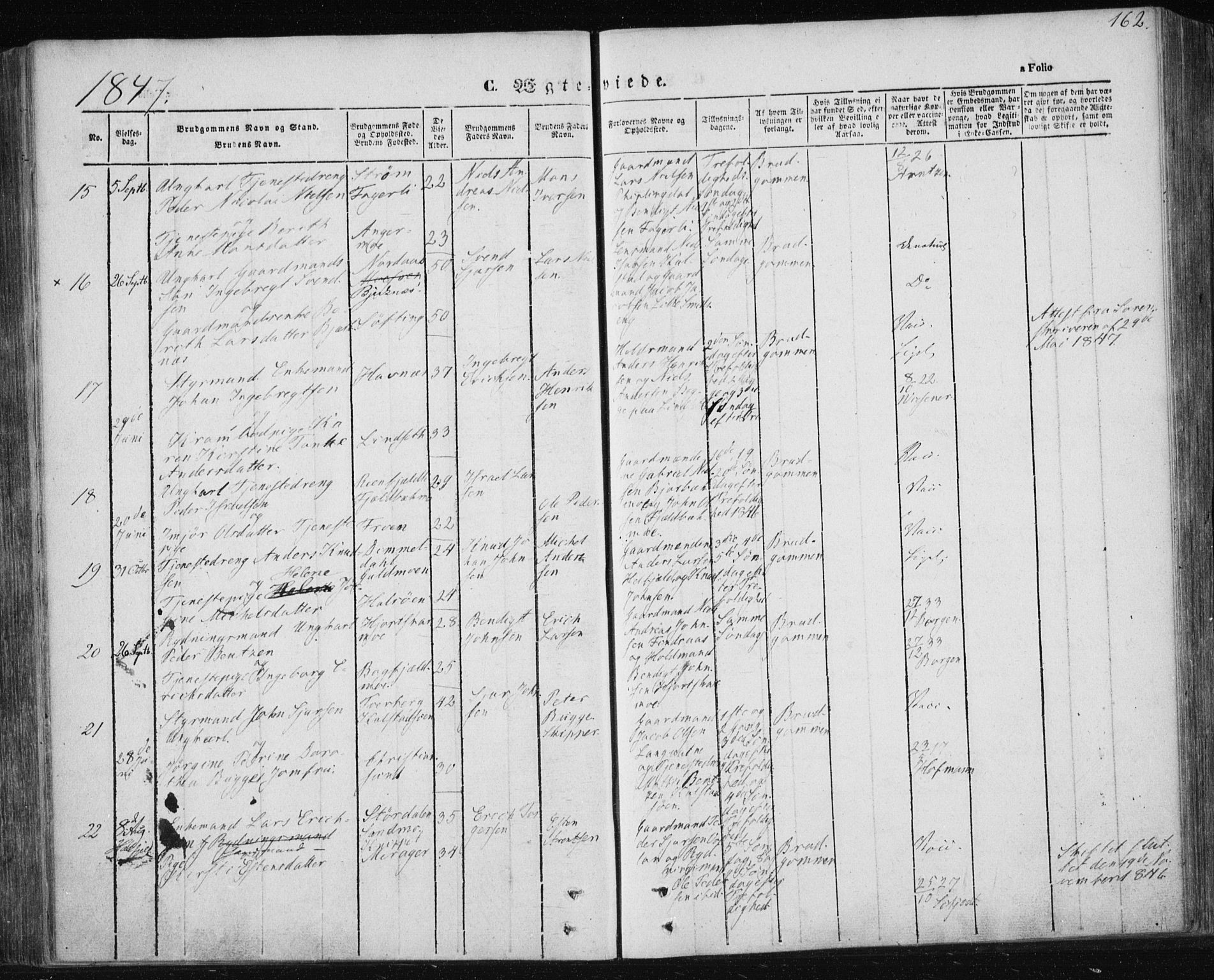 Ministerialprotokoller, klokkerbøker og fødselsregistre - Nordland, AV/SAT-A-1459/820/L0291: Parish register (official) no. 820A12, 1846-1854, p. 162